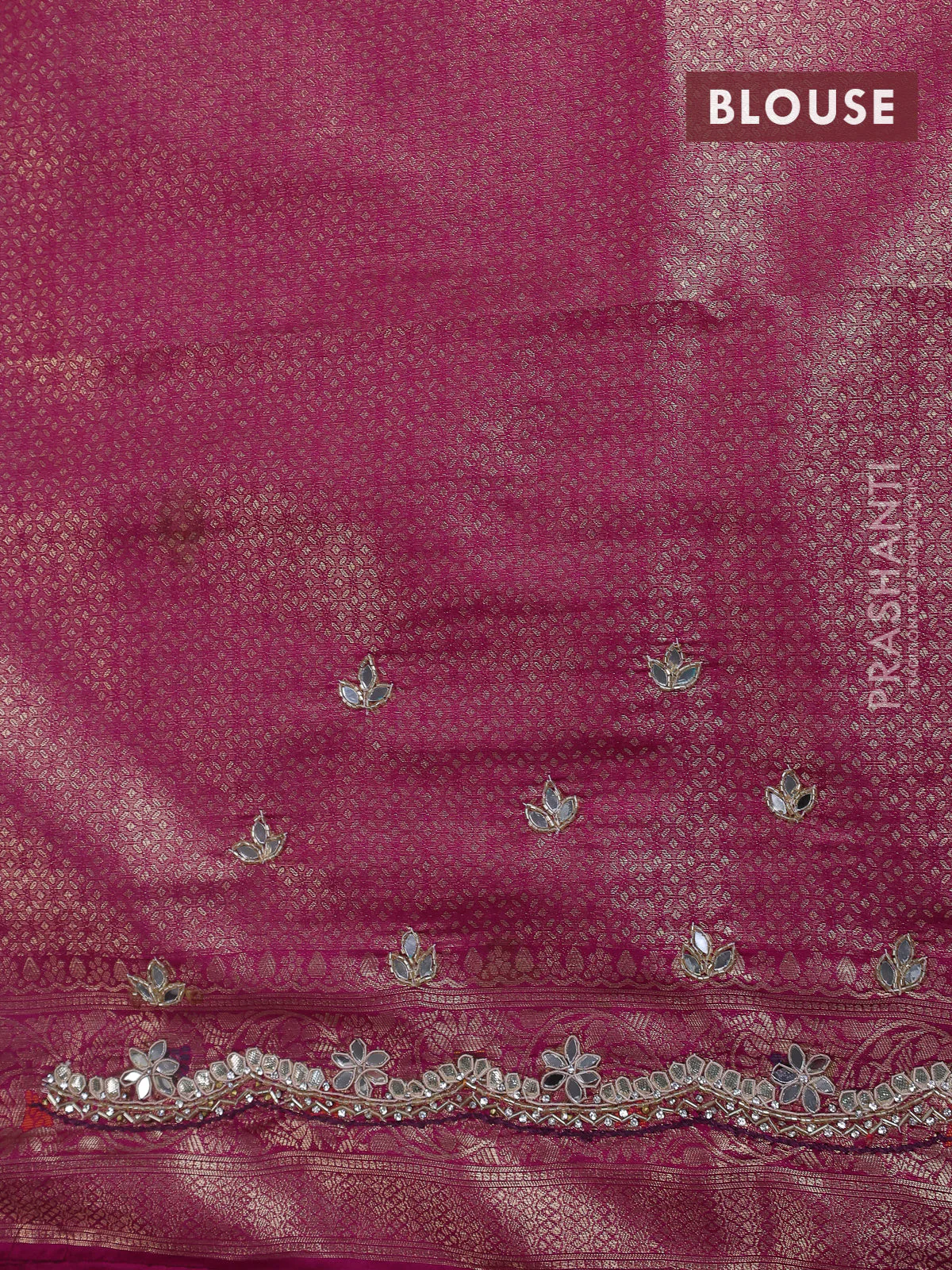 Banarasi silk saree purple with allover zari woven brocade weaves and zaridosi gotapatti work border - Image 4