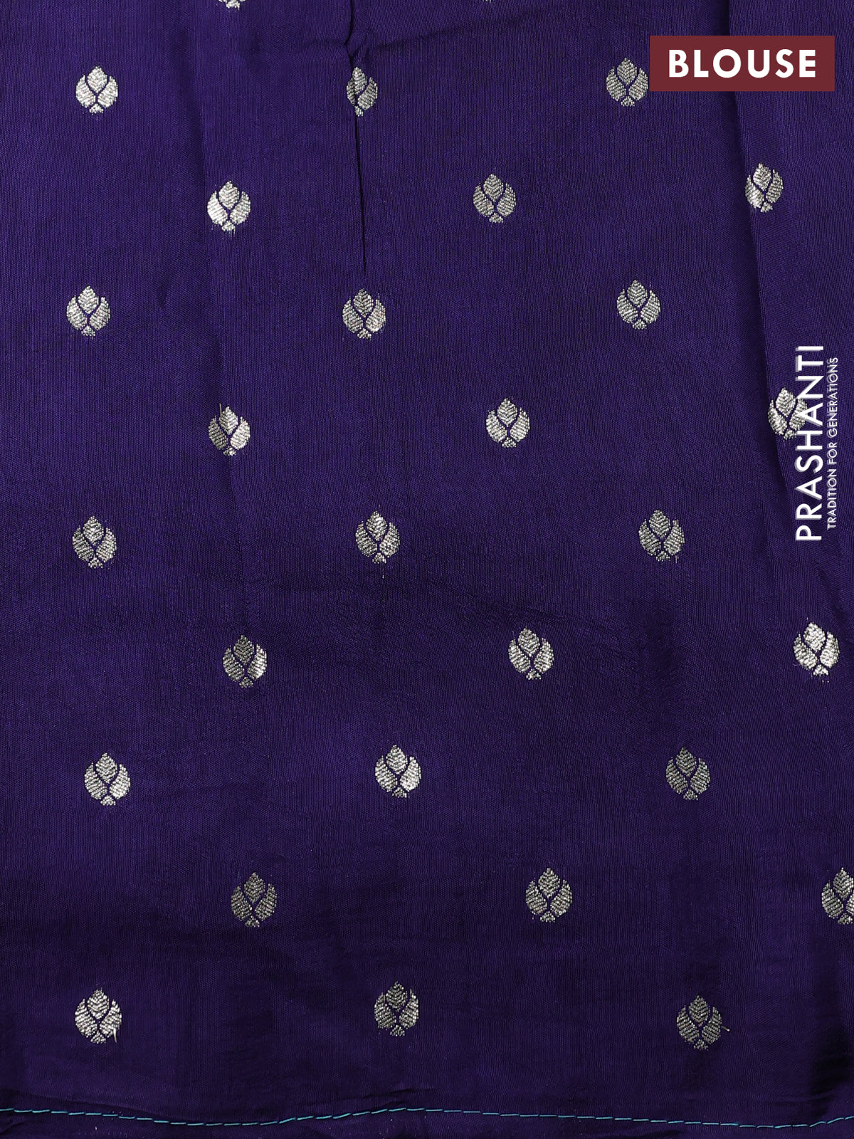 Banarasi silk saree teal blue and navy blue with zari woven brids buttas and zari woven border - Image 4