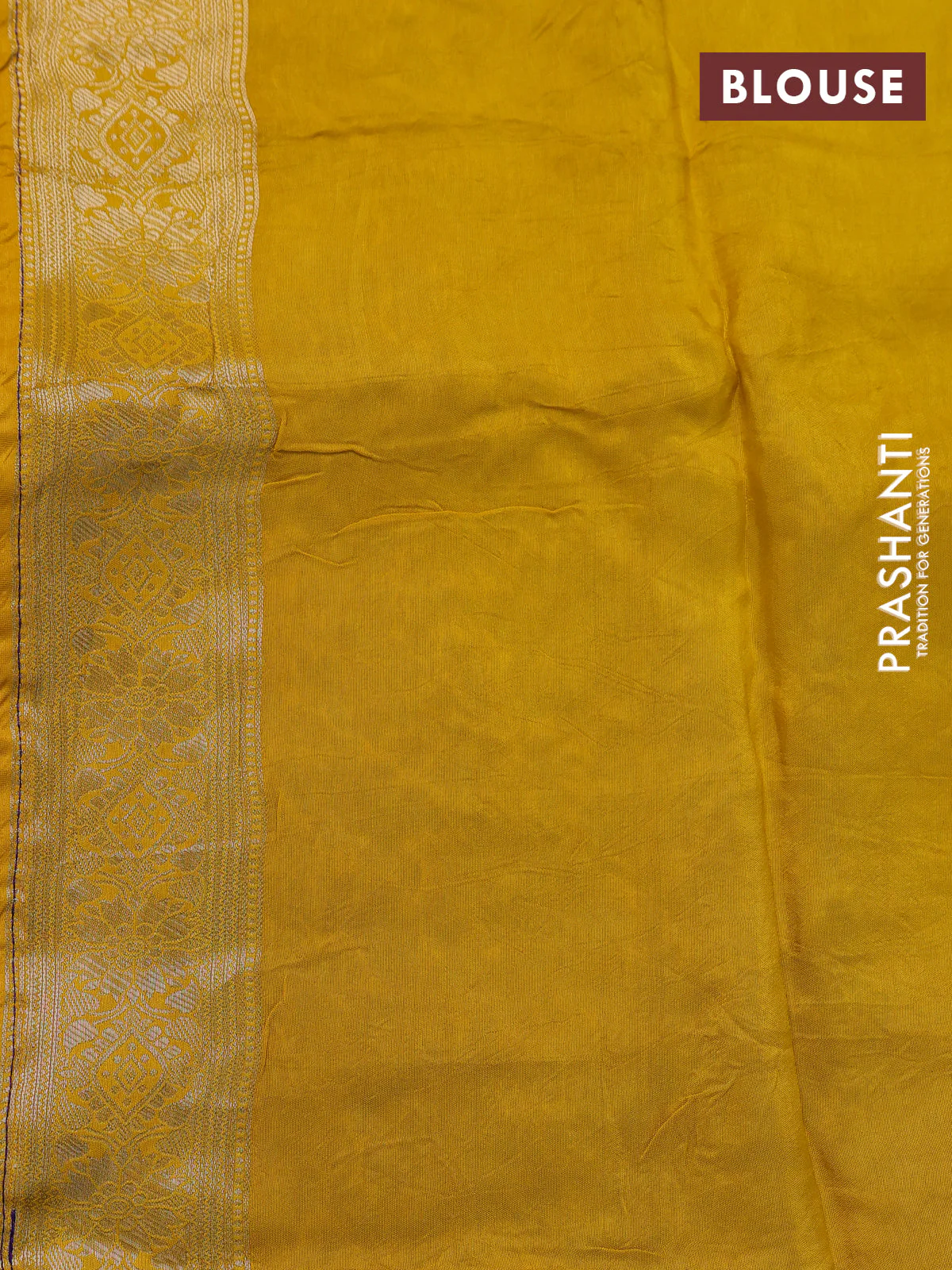 Banarasi silk saree violet and yellow with allover zari weaves and zari woven border - Image 4