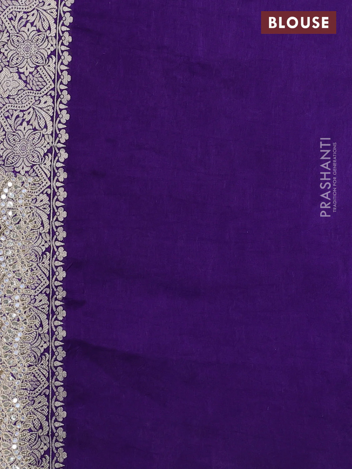 Banarasi silk saree violet with allover zari woven jaal weaves and gotapatti work border - Image 3