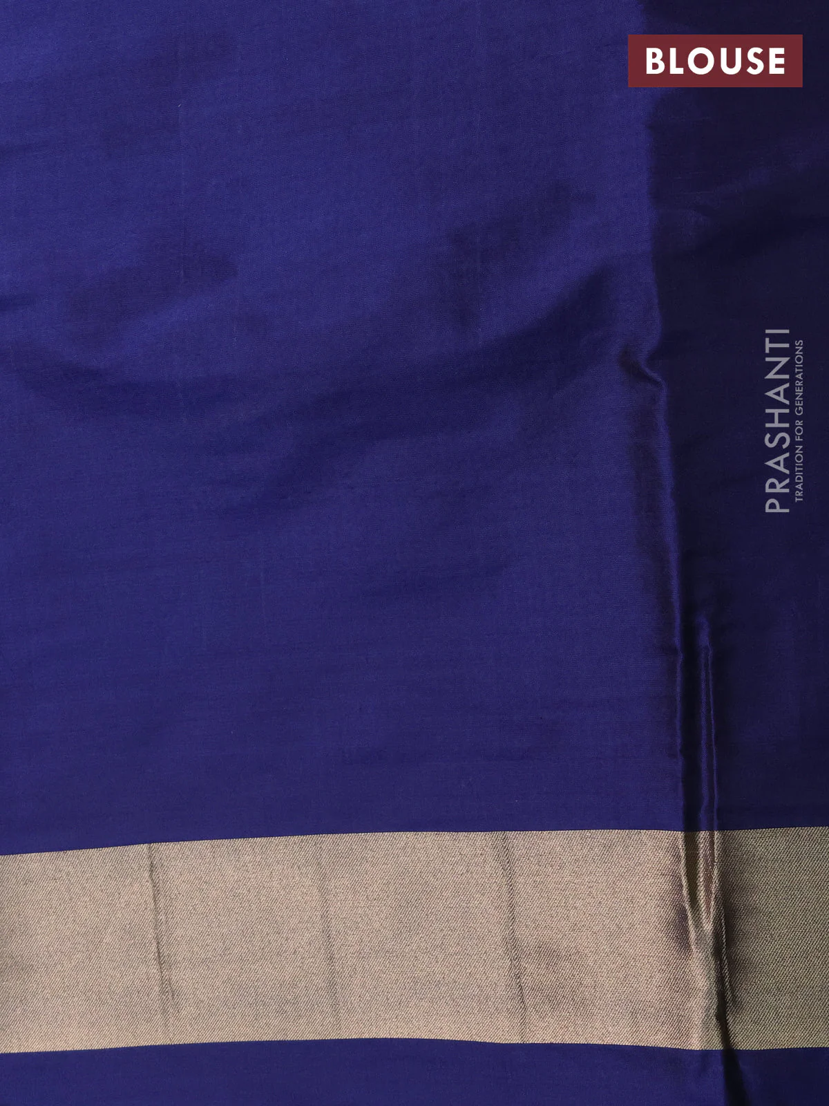 Banarasi tissue partly saree gold and navy blue with plain body and piping border - Image 5
