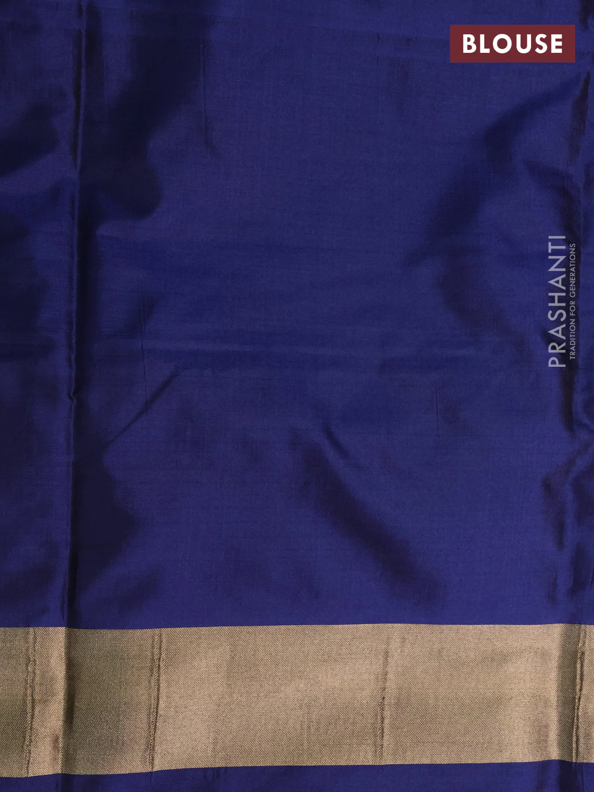 Banarasi tissue partly saree gold and navy blue with plain body and piping border - Image 5