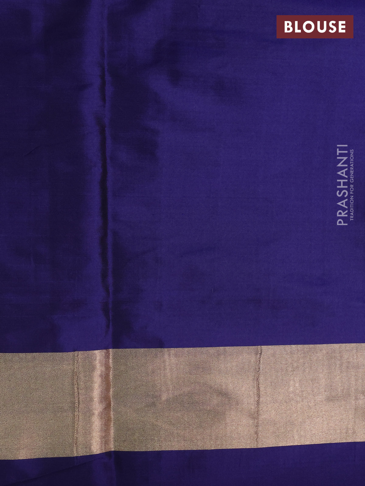 Banarasi tissue partly saree gold and navy blue with plain body and piping border - Image 5