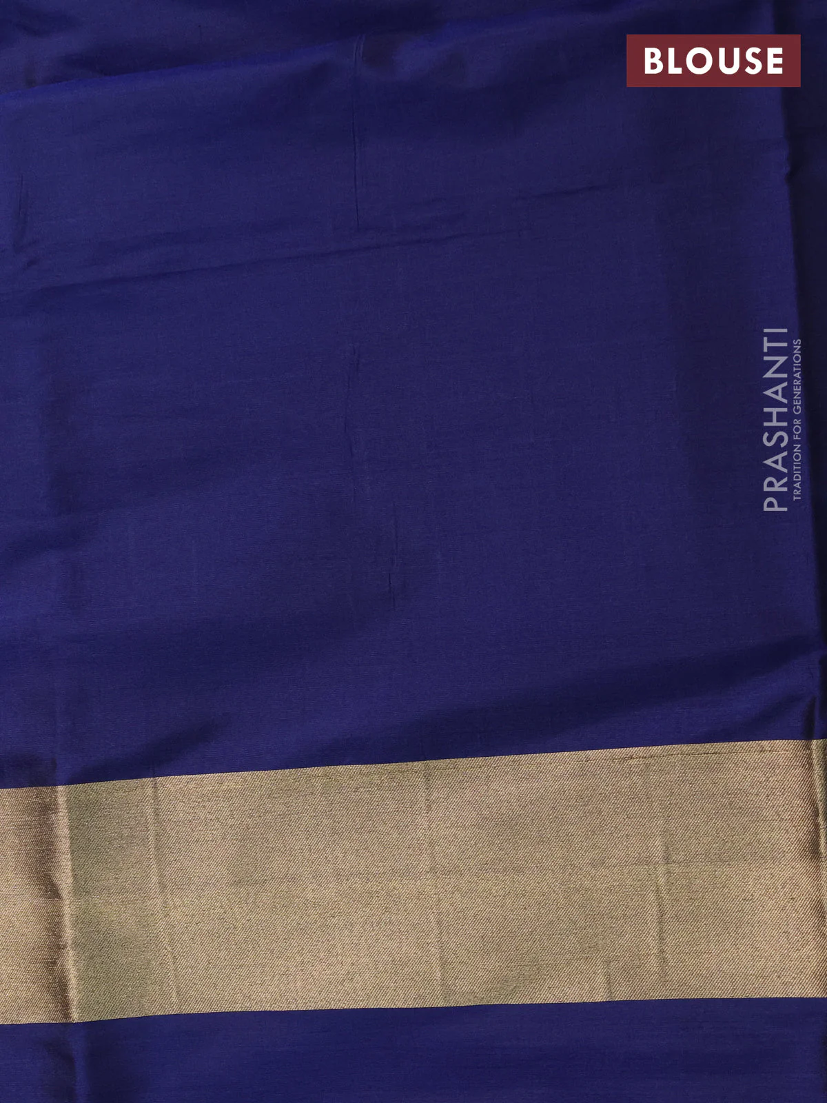 Banarasi tissue partly saree gold and navy blue with plain body and piping border - Image 5