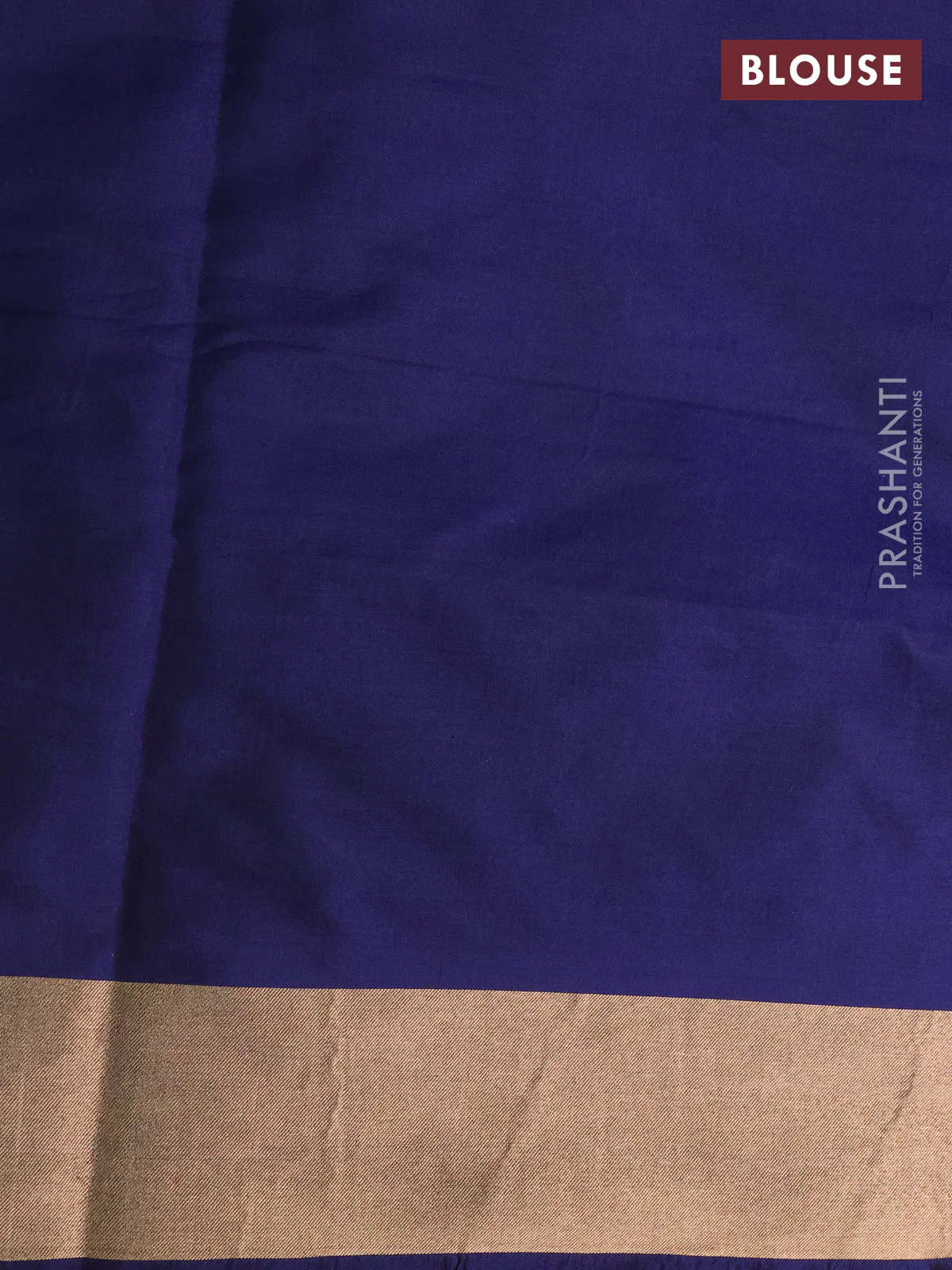 Banarasi tissue partly saree gold and navy blue with plain body and piping border - Image 5