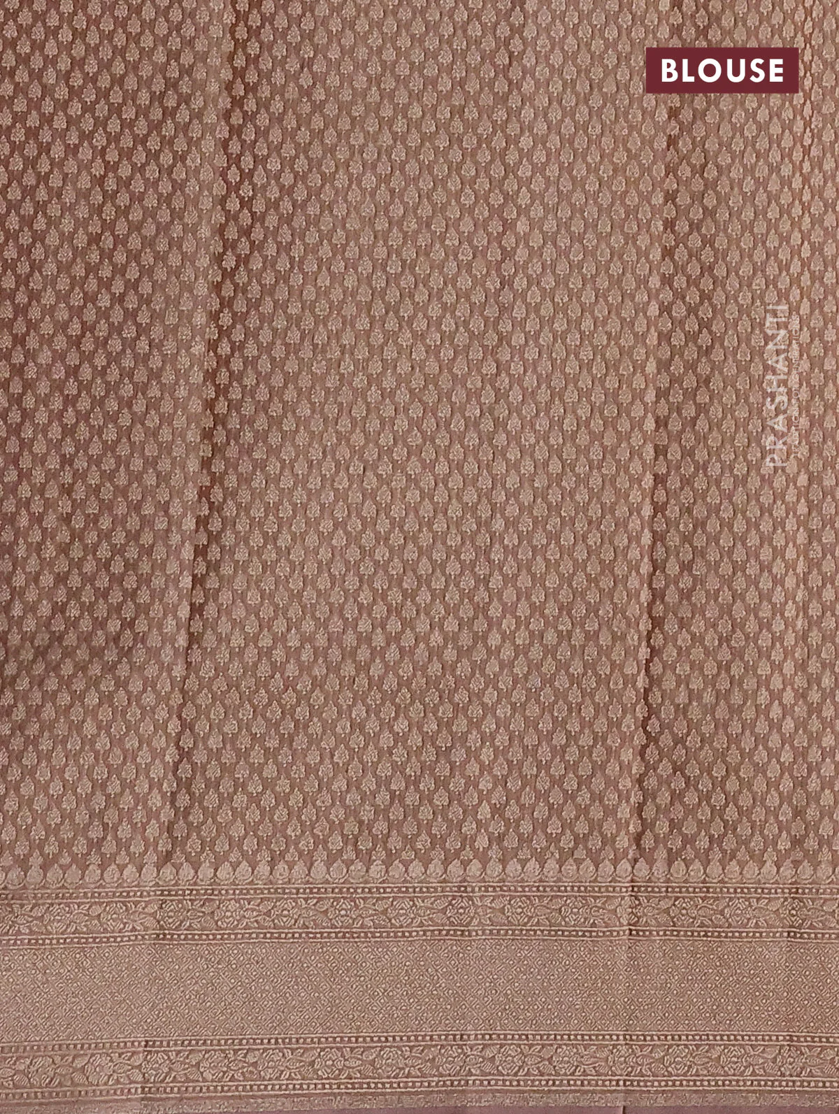 Banarasi tissue silk saree dark sandal with allover silver & gold zari weaves and zari woven border - Image 3