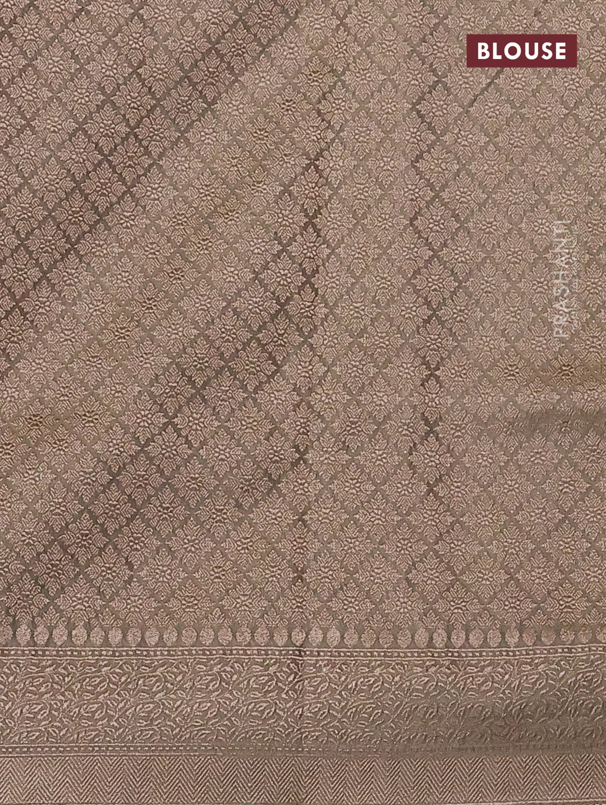 Banarasi tissue silk saree grey shade with allover zari woven brocade weaves and zari woven border - Image 3