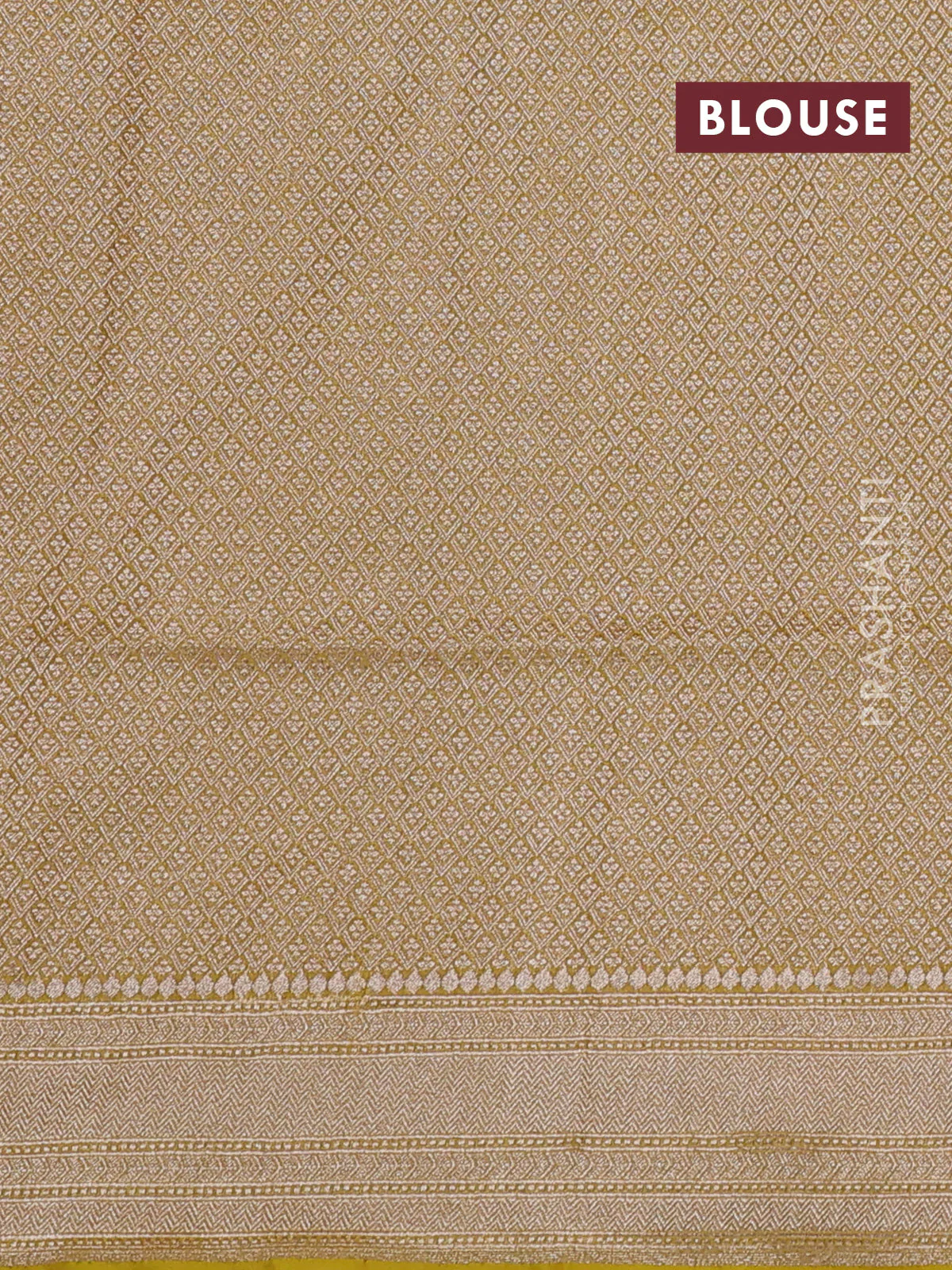 Banarasi tissue silk saree mustard yellow with allover floral zari woven brocade weaves and zari woven border - Image 4