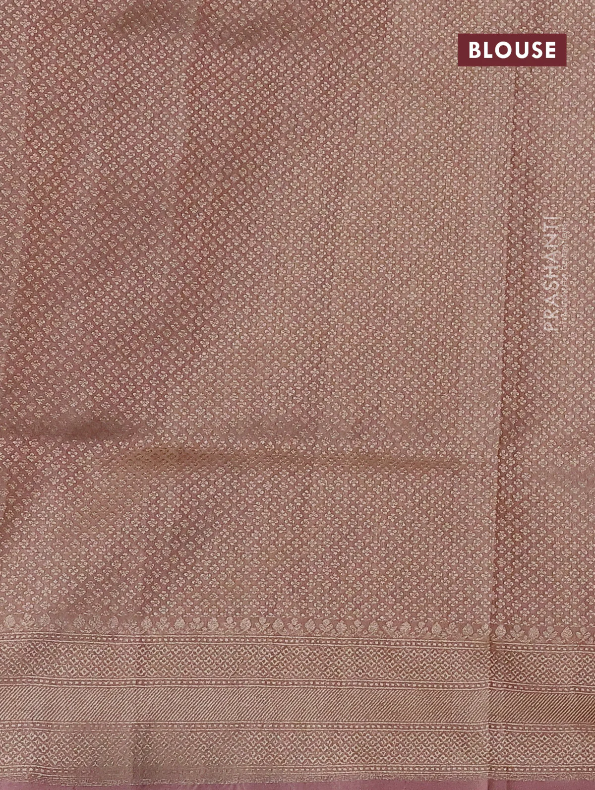 Banarasi tissue silk saree pastel peach with allover thread & zari woven floral weaves and zari woven border - Image 3