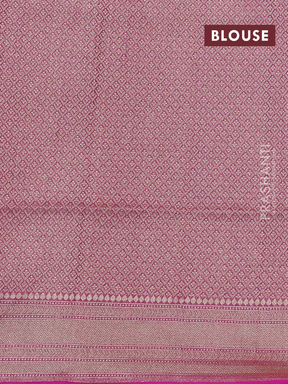 Banarasi tissue silk saree pink with allover floral zari woven brocade weaves and zari woven border - Image 4