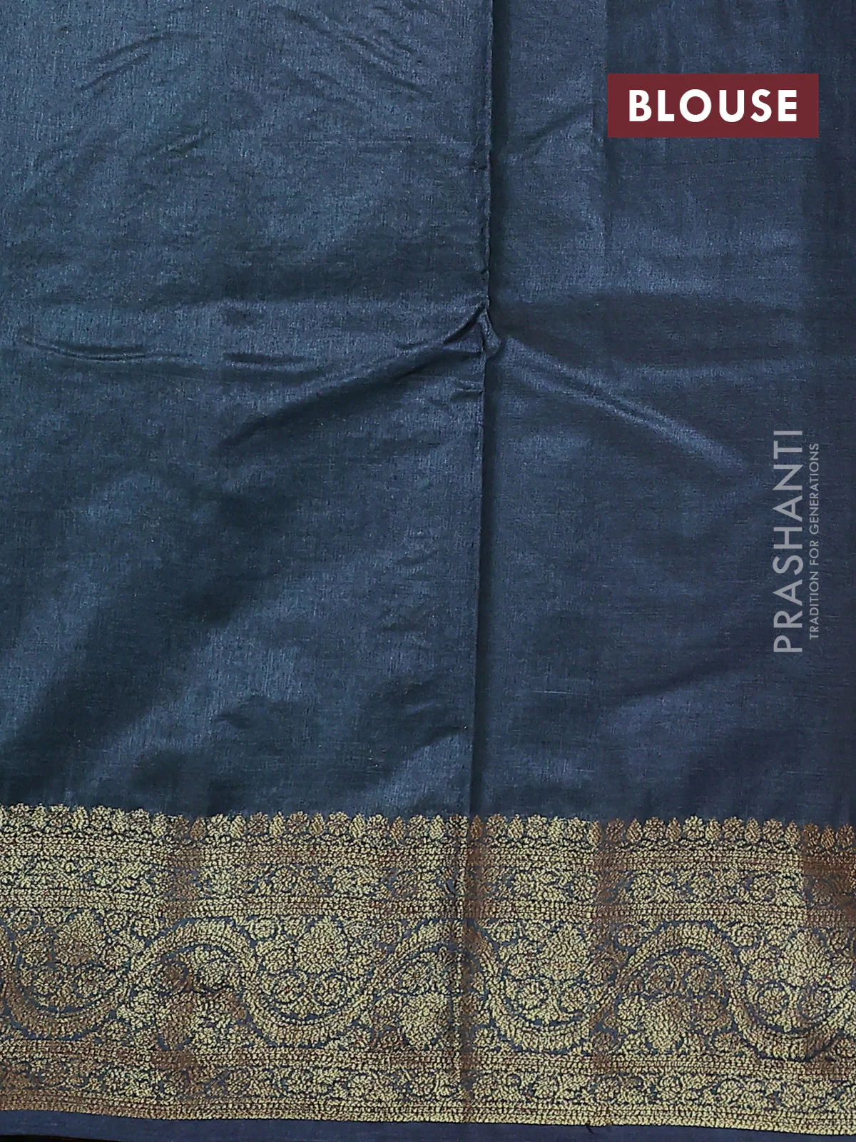 Banarasi tussar silk saree bottle green and grey with allover thread & zari woven buttas and woven border - Image 3