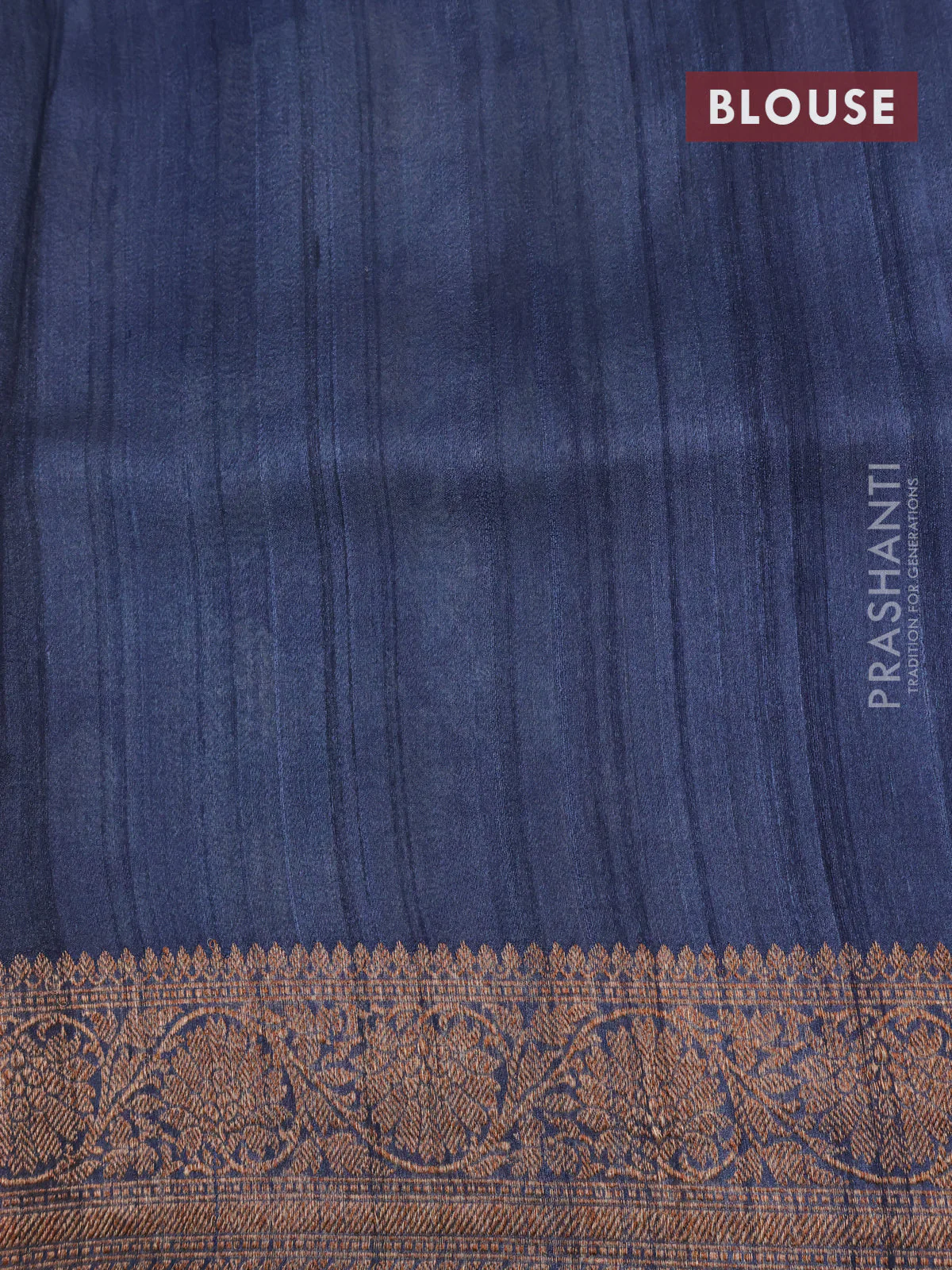 Banarasi tussar silk saree dark grey with allover floral digital prints and banarasi style border - Image 4