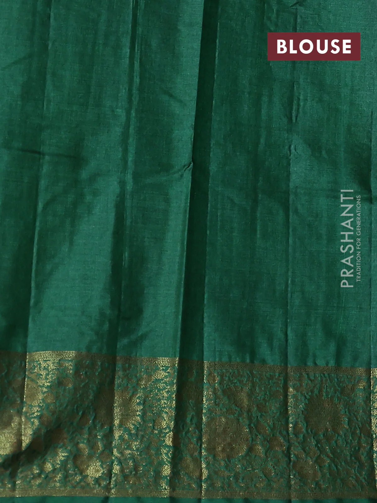 Banarasi tussar silk saree deep maroon and green with allover thread & zari woven buttas and woven border - Image 3