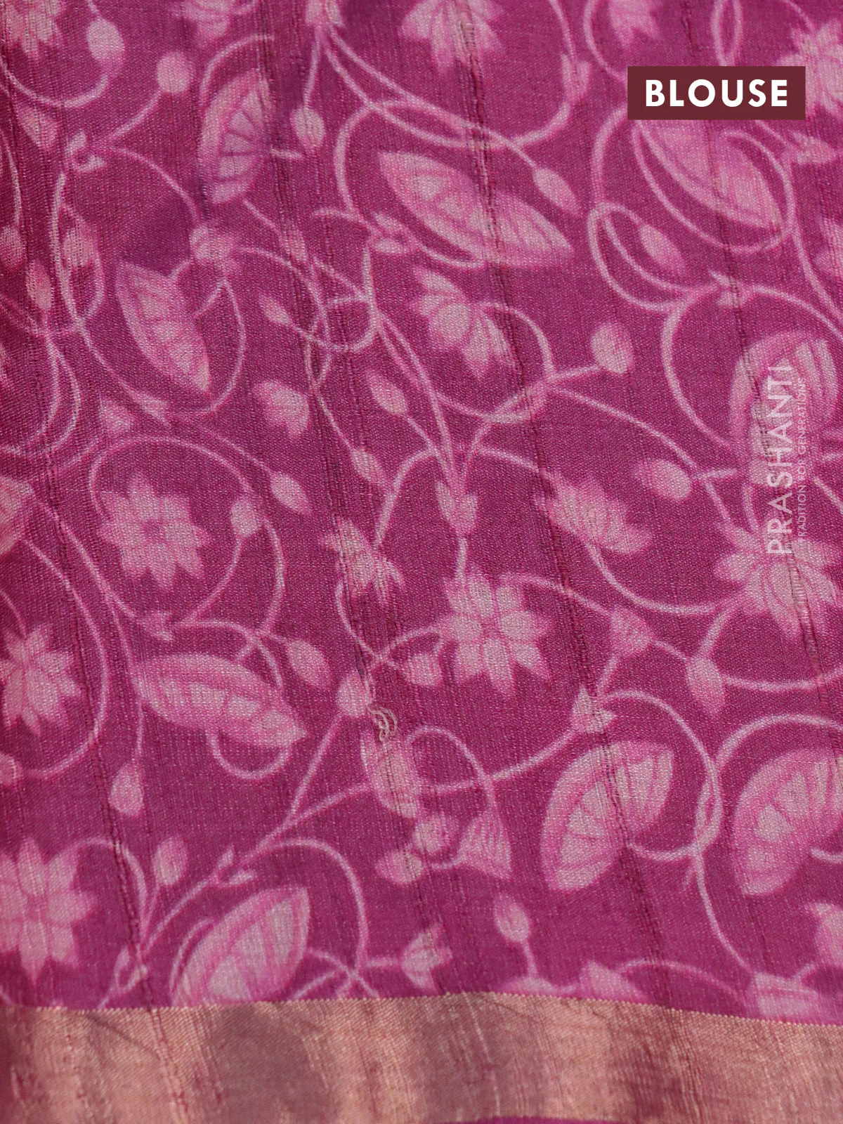 Banarasi tussar silk saree magenta pink with allover pichwai digital prints and zari woven border - Image 4