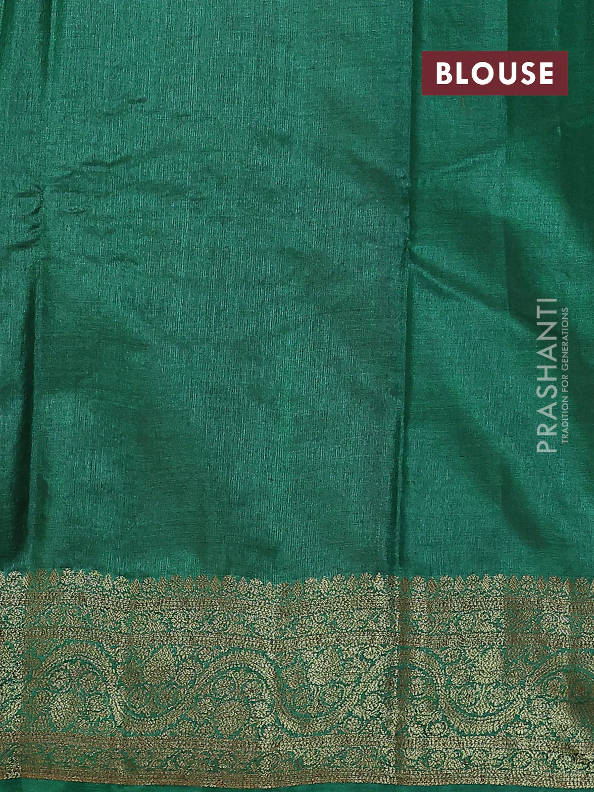 Banarasi tussar silk saree maroon and green with allover thread & zari woven buttas and woven border - Image 3