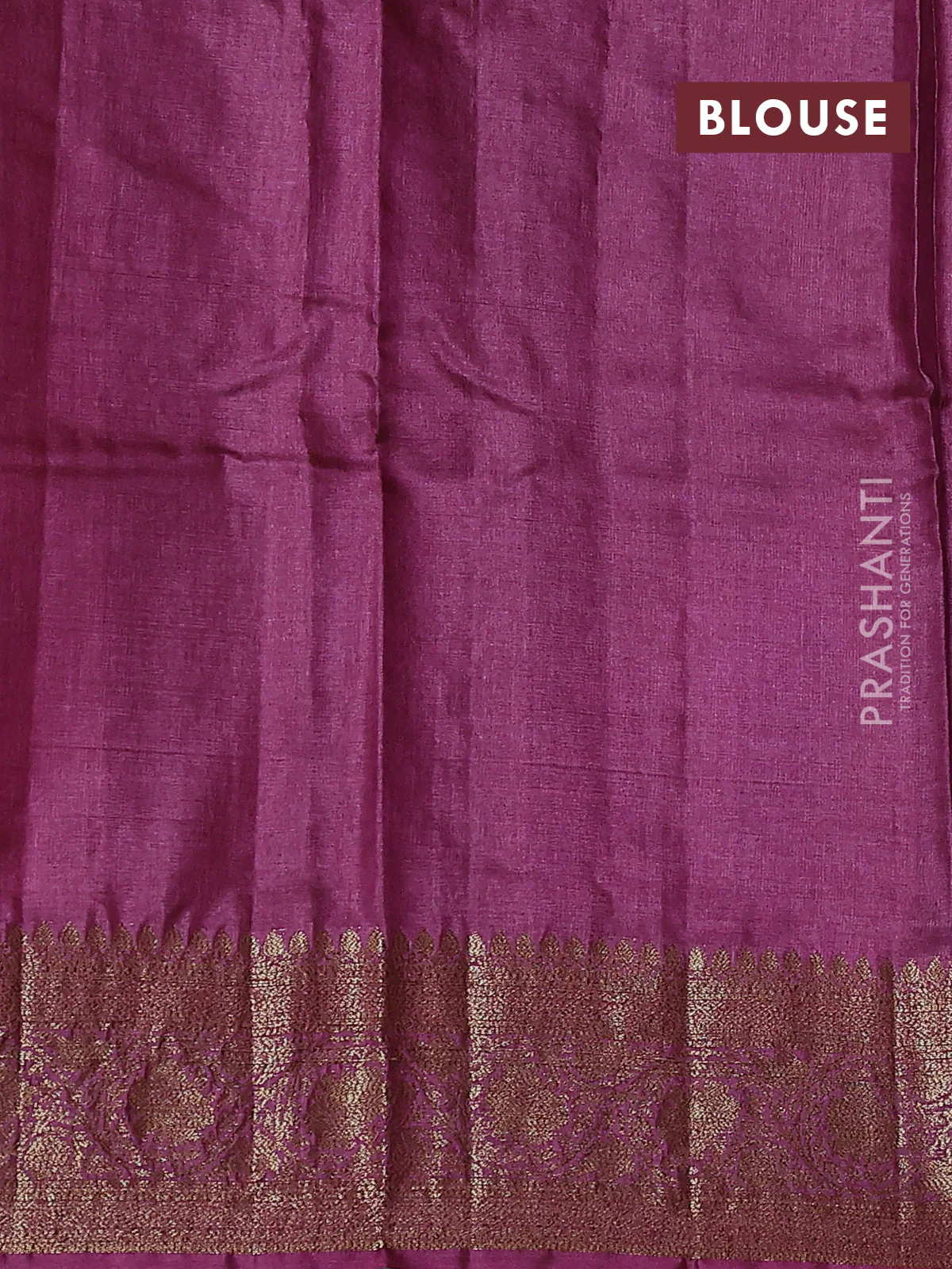 Banarasi tussar silk saree mehendi green and wine shade with allover thread & zari woven buttas and woven border - Image 3