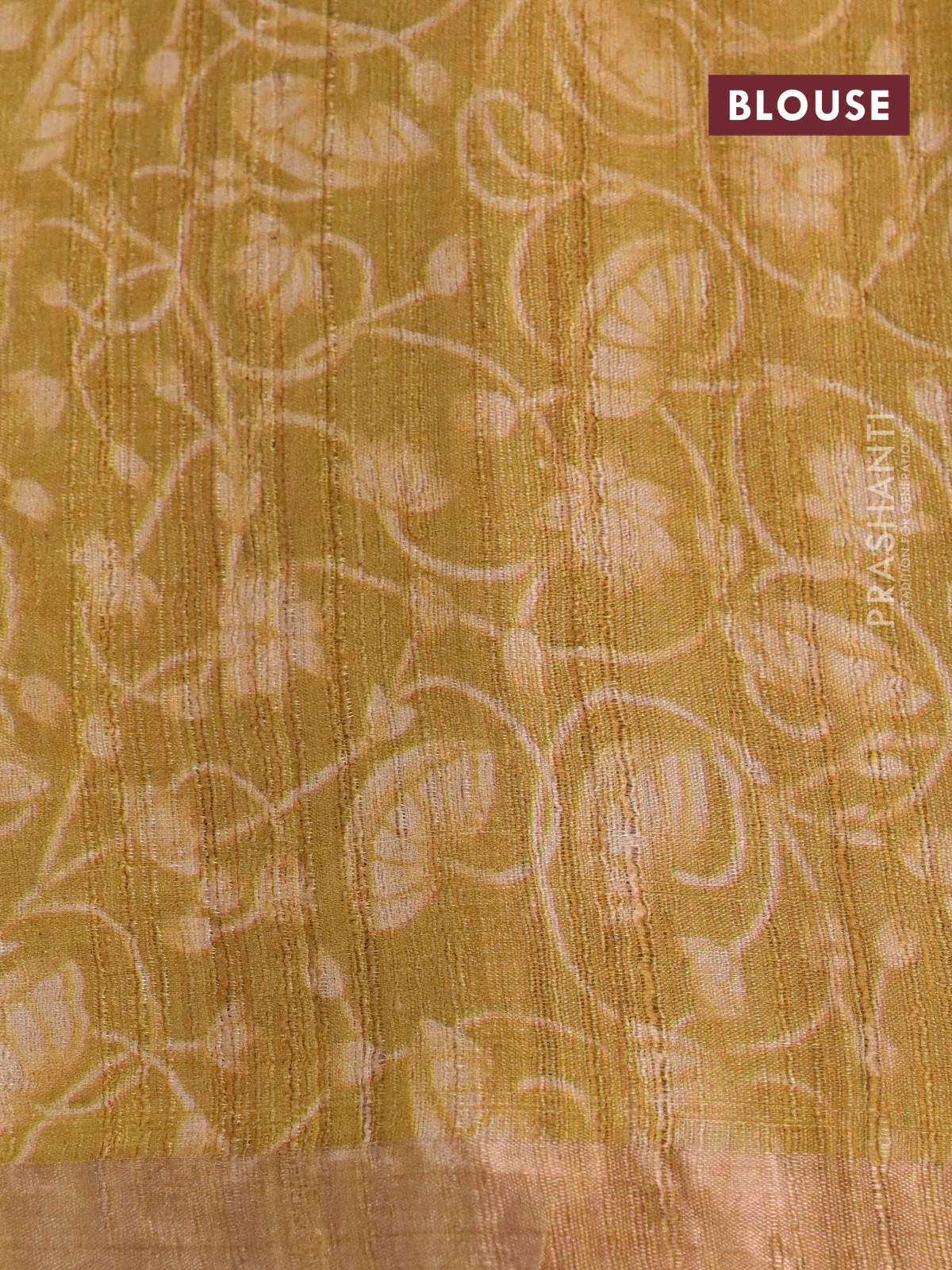 Banarasi tussar silk saree mustard yellow with allover pichwai digital prints and zari woven border - Image 4