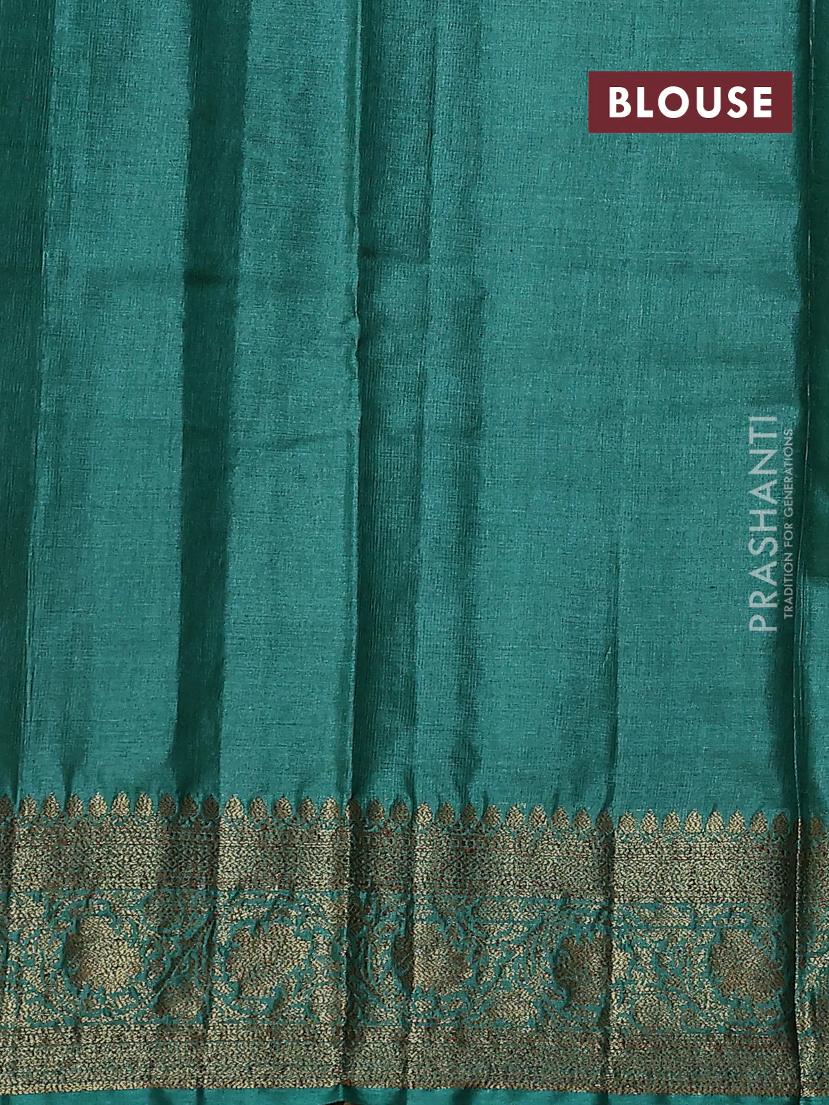 Banarasi tussar silk saree pink and green with allover thread & zari woven buttas and woven border - Image 3