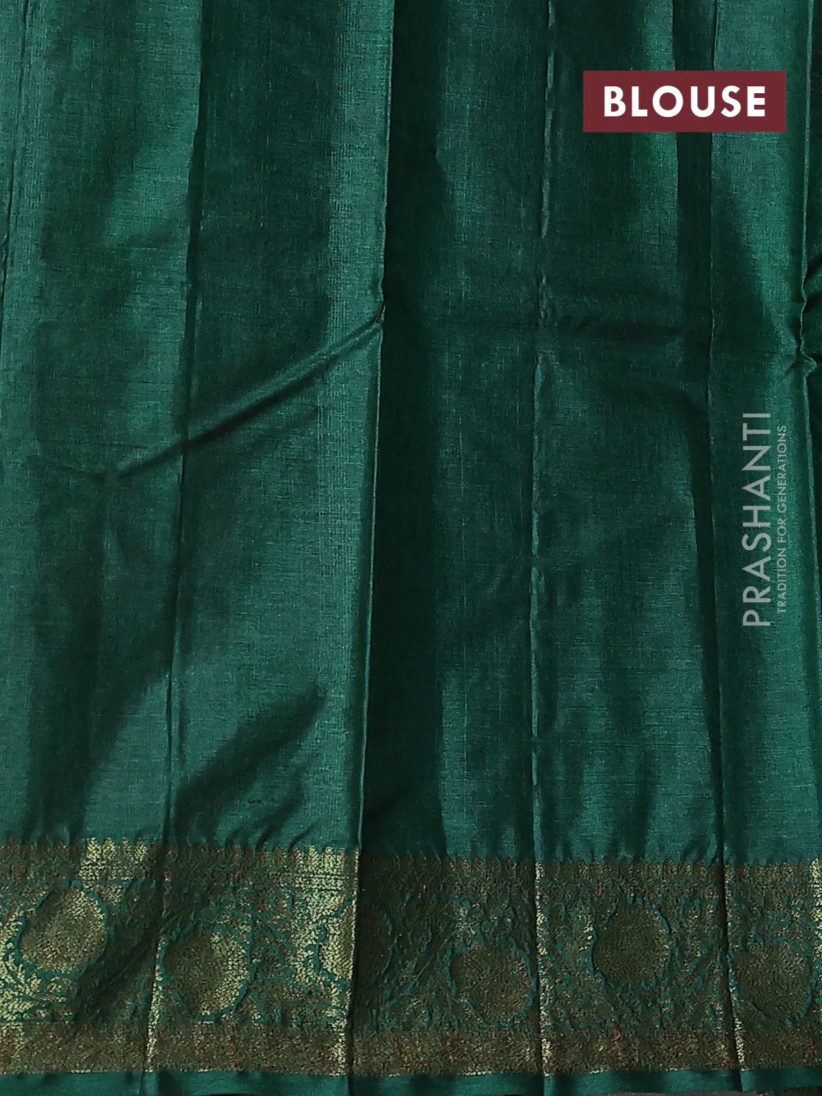Banarasi tussar silk saree pink and green with thread & zari woven buttas and woven border - Image 3