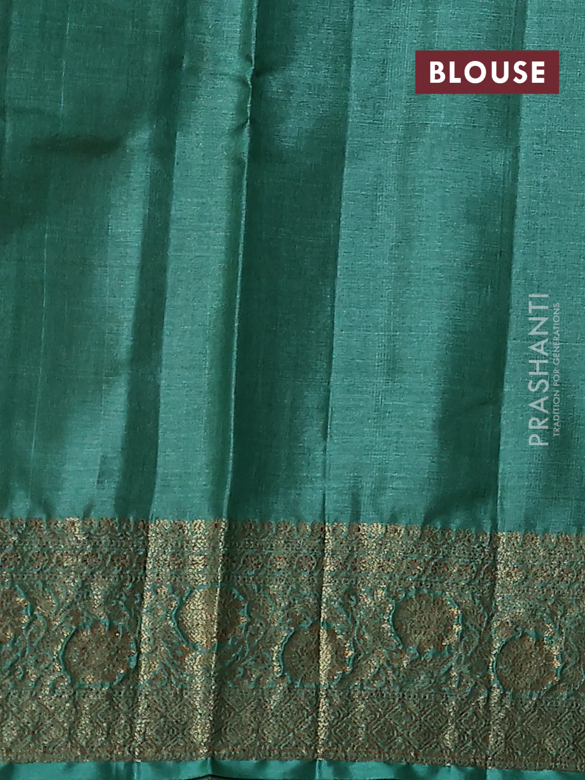 Banarasi tussar silk saree pink and green with thread & zari woven buttas and woven border - Image 3