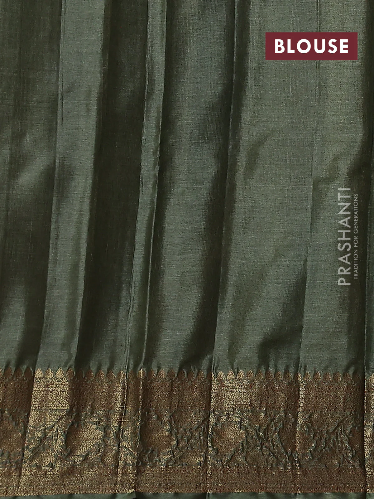 Banarasi tussar silk saree purple and mehendi green with allover thread & zari woven buttas and woven border - Image 3