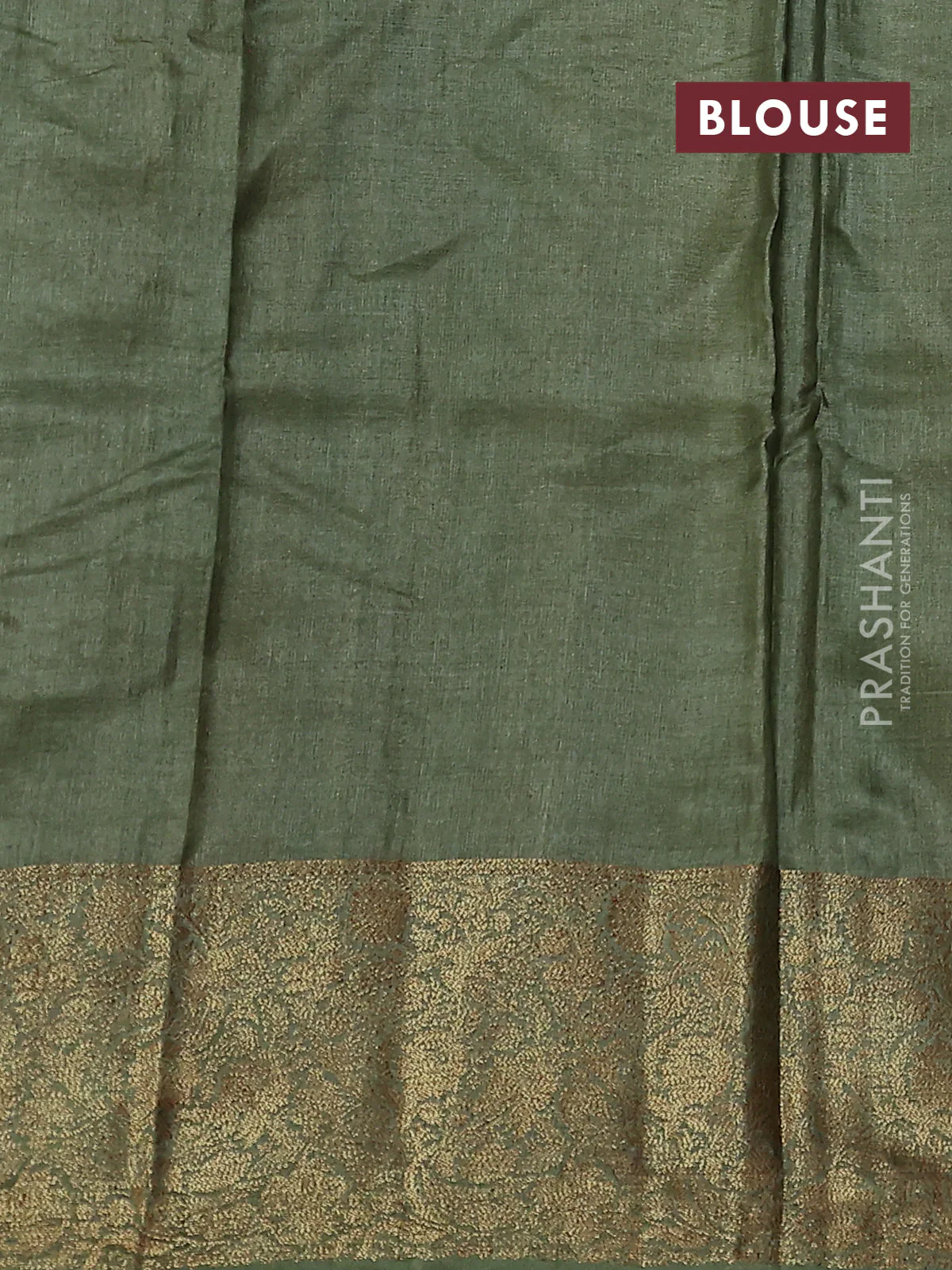 Banarasi tussar silk saree purple and mehendi green with thread & zari woven buttas and woven border - Image 3
