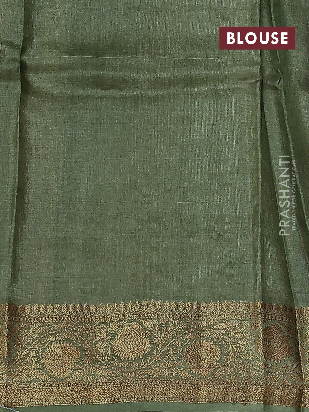 Banarasi tussar silk saree purple and mehendi green with thread & zari woven buttas and woven border - Image 3