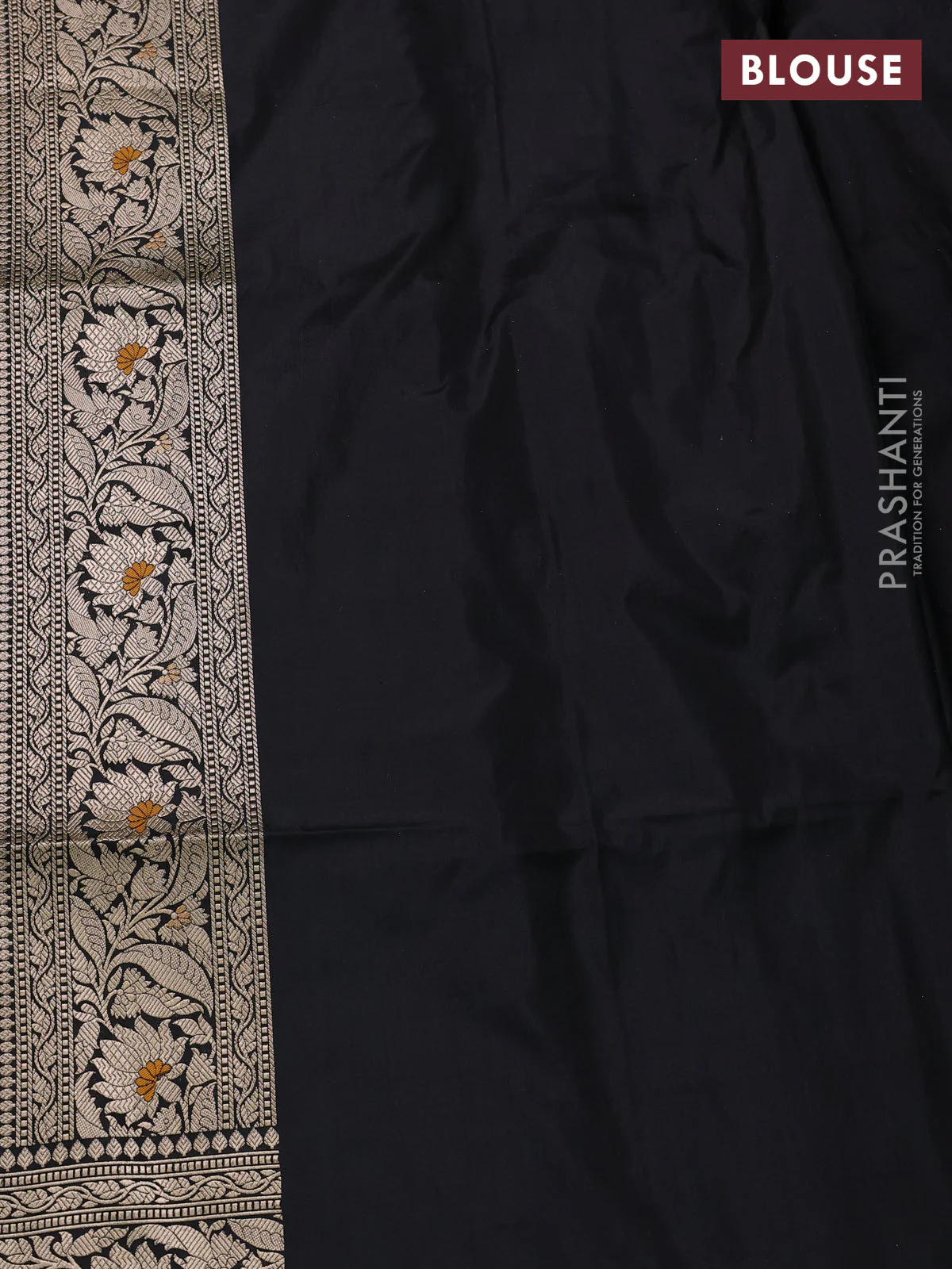 Banarasi uppada silk saree black with allover zari woven brocade weaves and zari woven border - Image 4