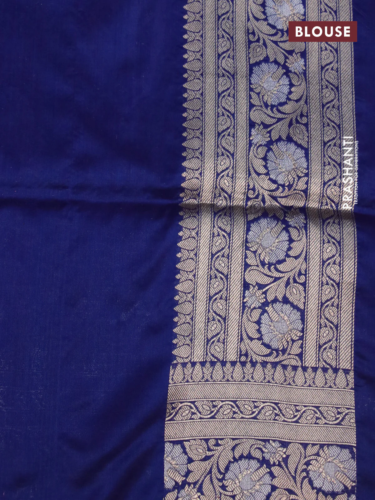 Banarasi uppada silk saree blue with allover zari woven brocade weaves and zari woven border - Image 4