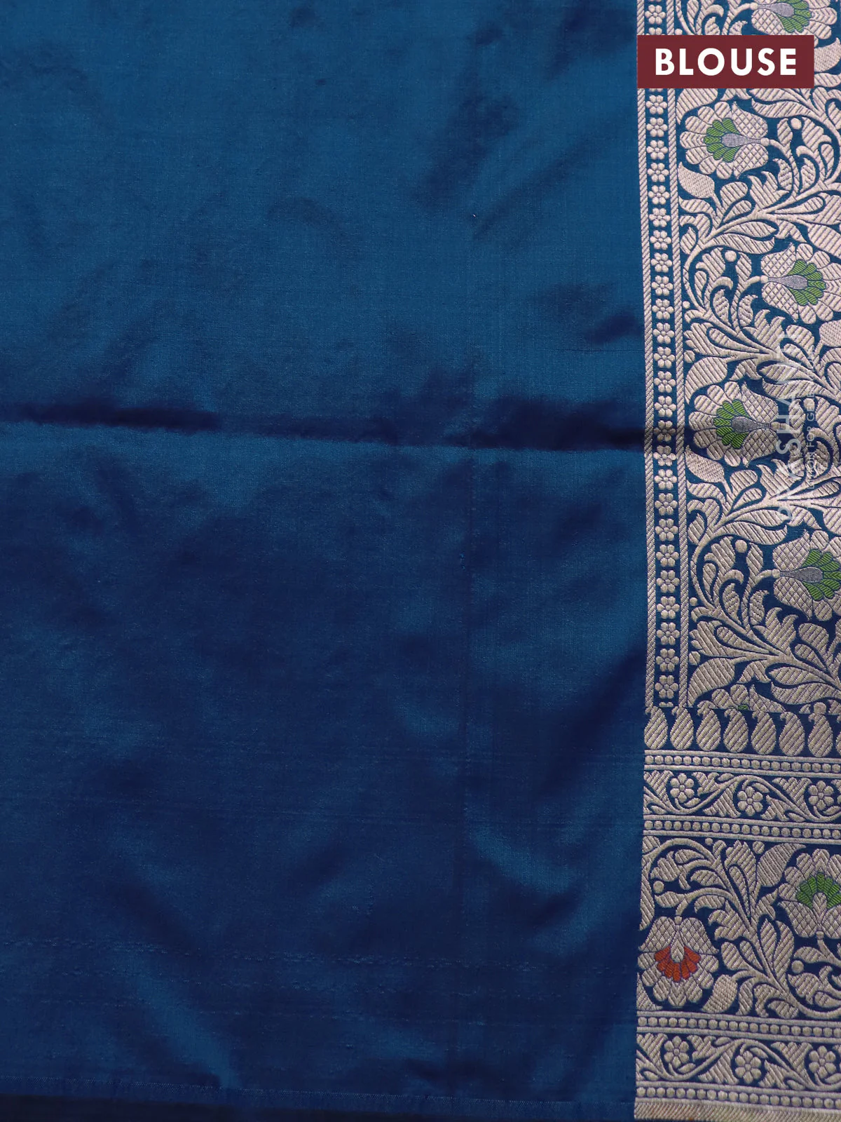 Banarasi uppada silk saree blue with allover zari woven brocade weaves and zari woven border - Image 4