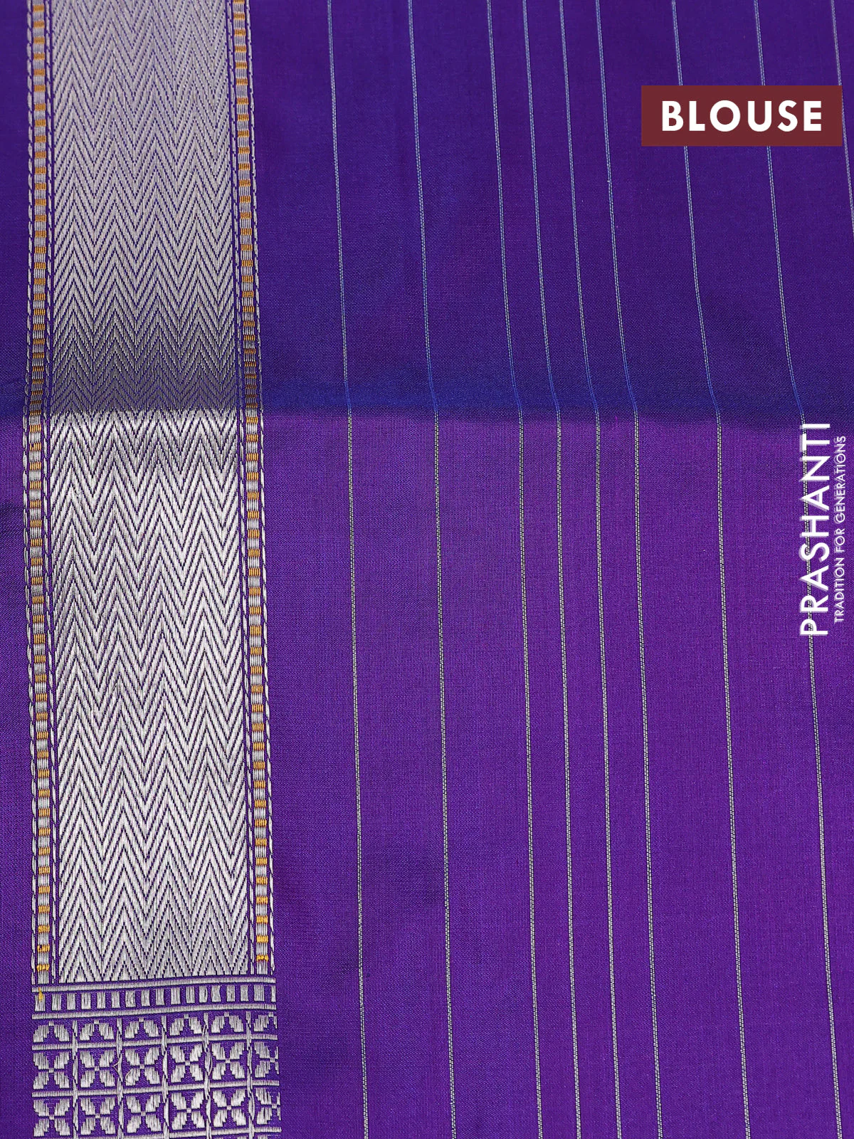 Banarasi uppada silk saree dual shade of bluish purple with allover thread & silver zari woven brocade weaves and silver zari woven border - Image 4