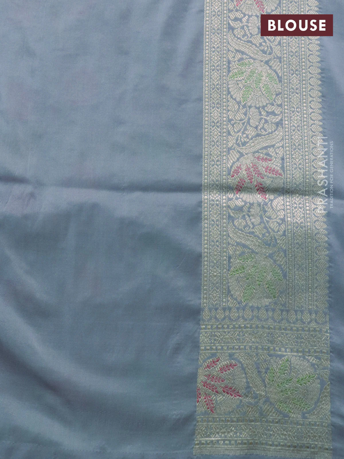 Banarasi uppada silk saree grey with allover zari woven brocade weaves and zari woven border - Image 4
