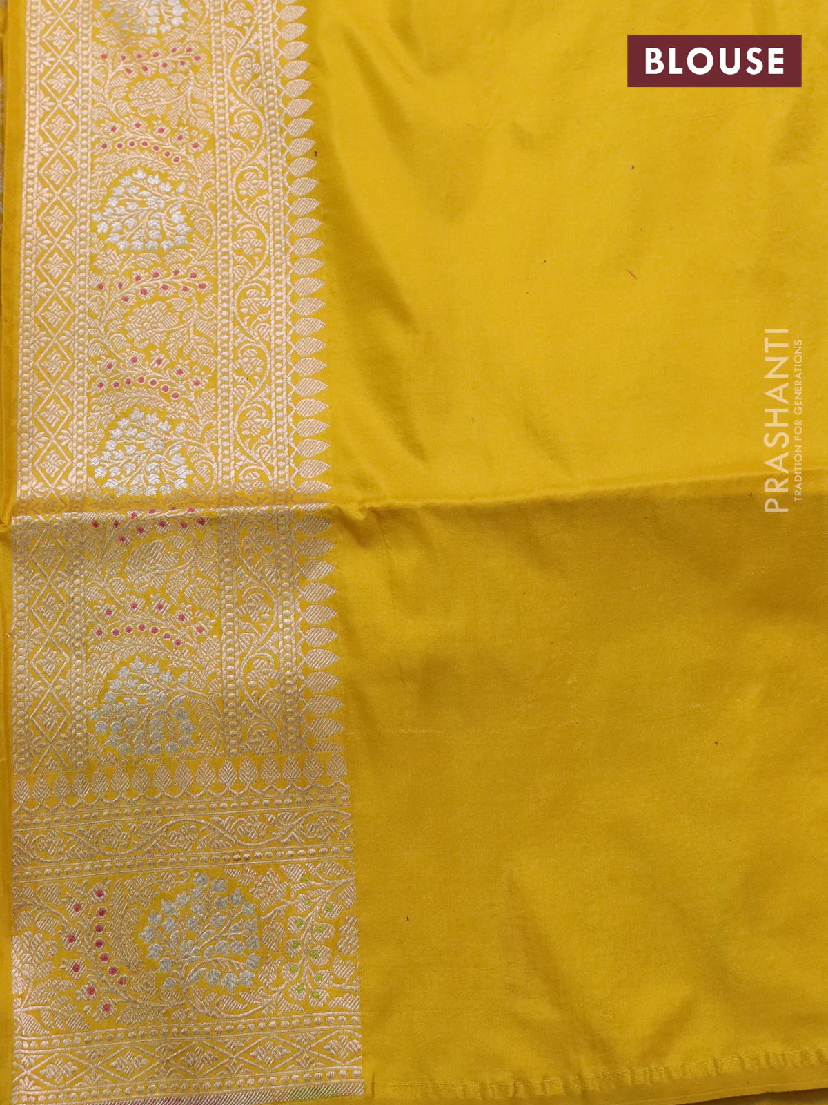Banarasi uppada silk saree mustard yellow with allover zari woven brocade weaves and zari woven border - Image 4