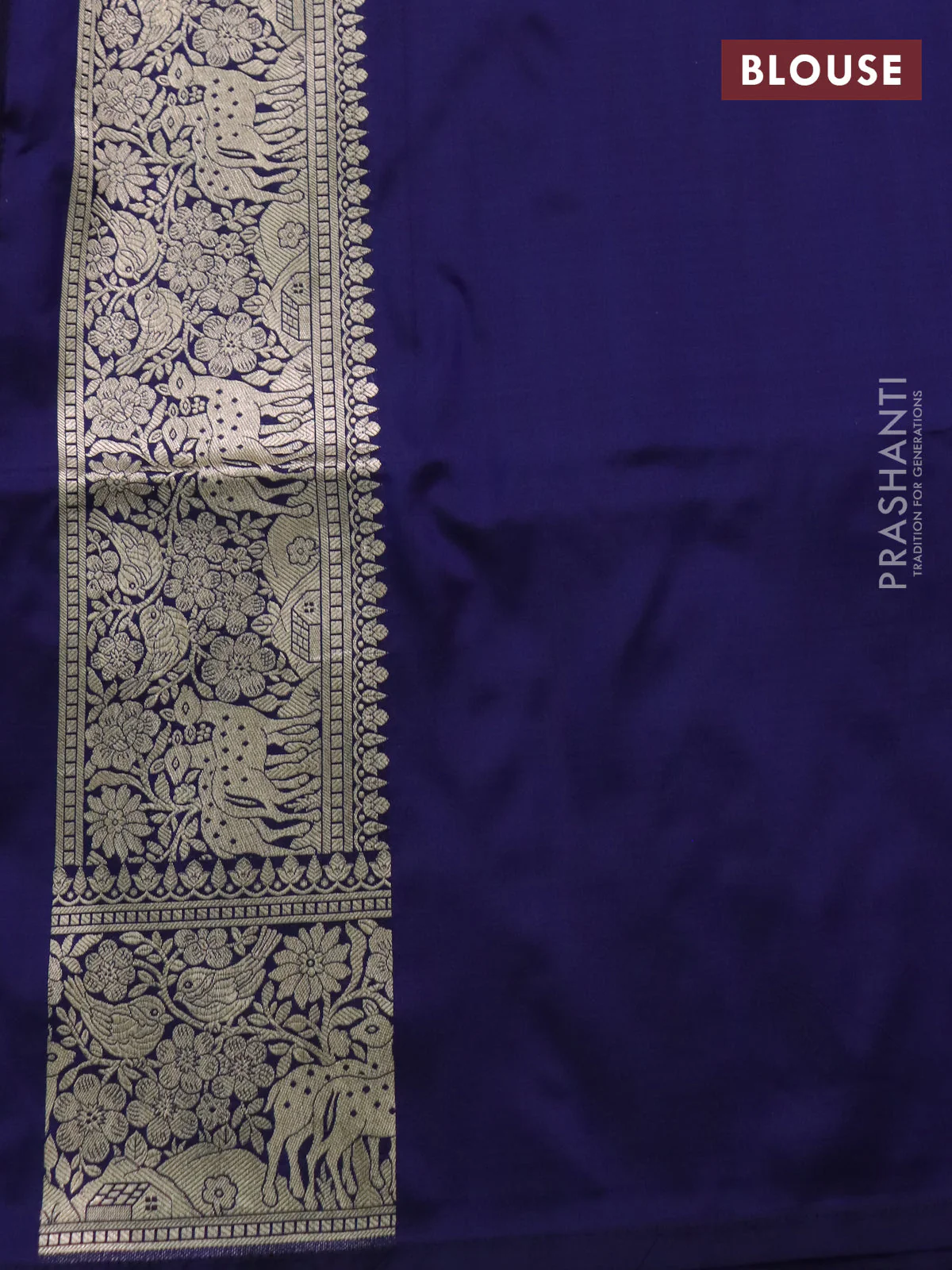 Banarasi uppada silk saree navy blue with allover thread & zari weaves and zari woven border - Image 4