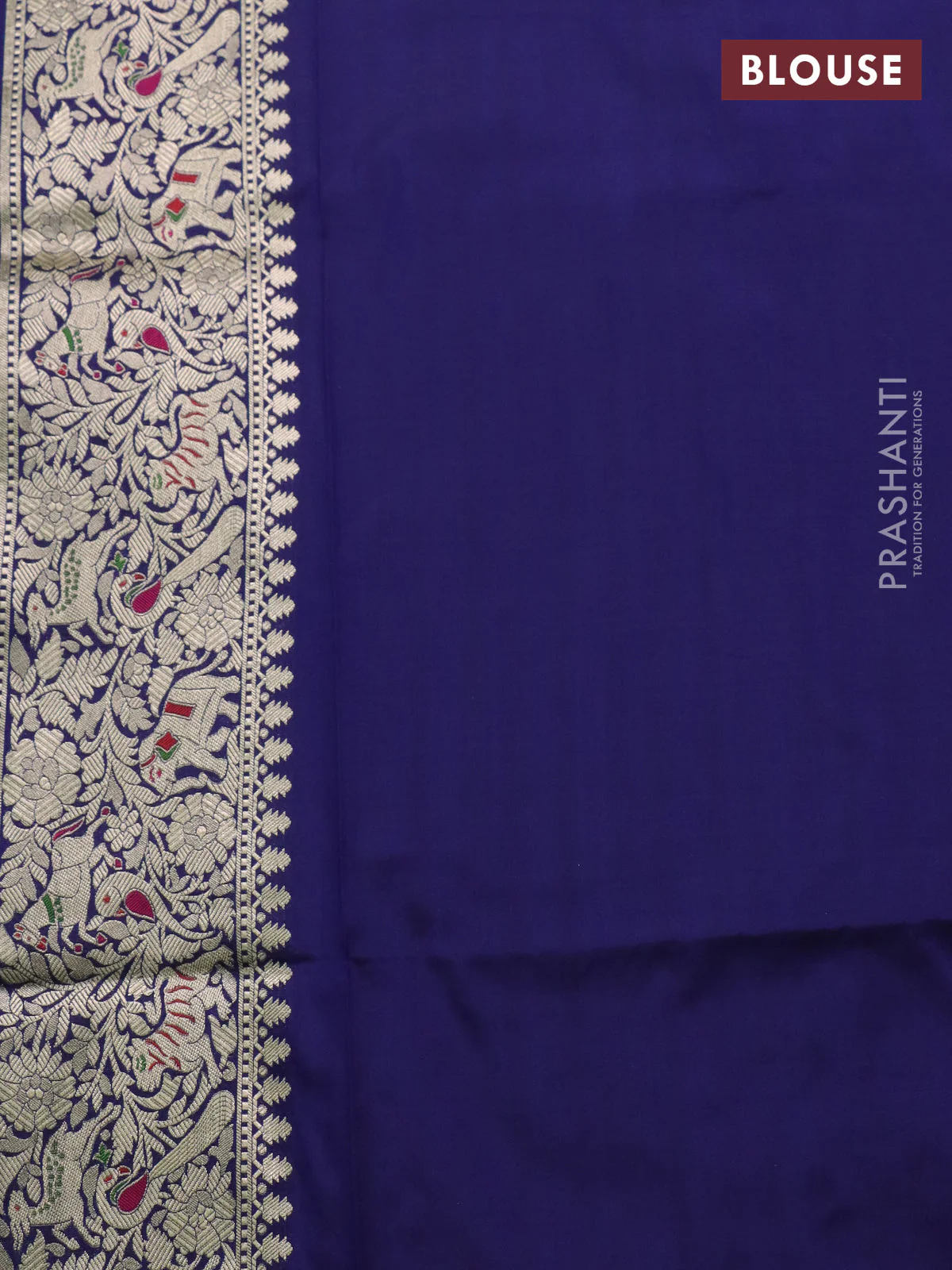 Banarasi uppada silk saree navy blue with allover zari woven pichwai weaves and zari woven border - Image 4