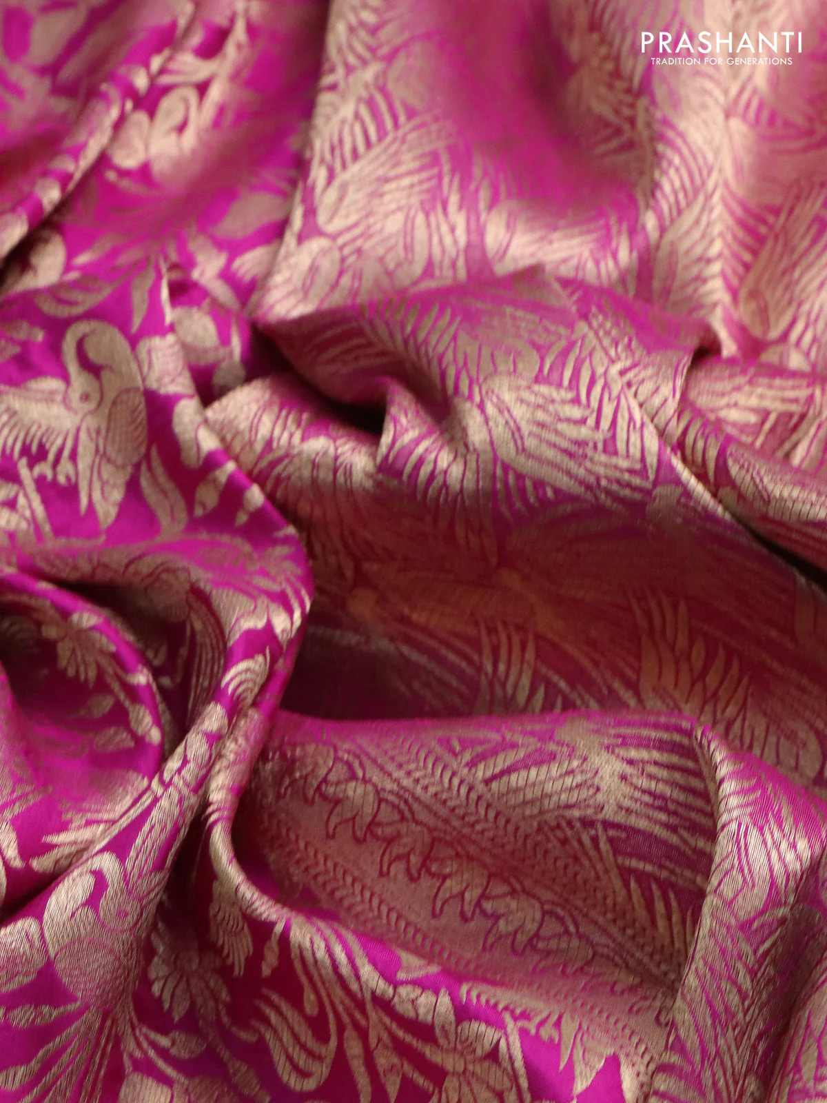 Banarasi uppada silk saree pink with allover zari woven brocade weaves and zari woven border - Image 3