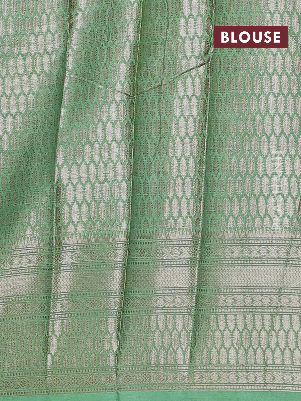Banarasi warm silk saree bottle green and pastel green with allover thread & zari woven buttas and zari woven border - Image 4