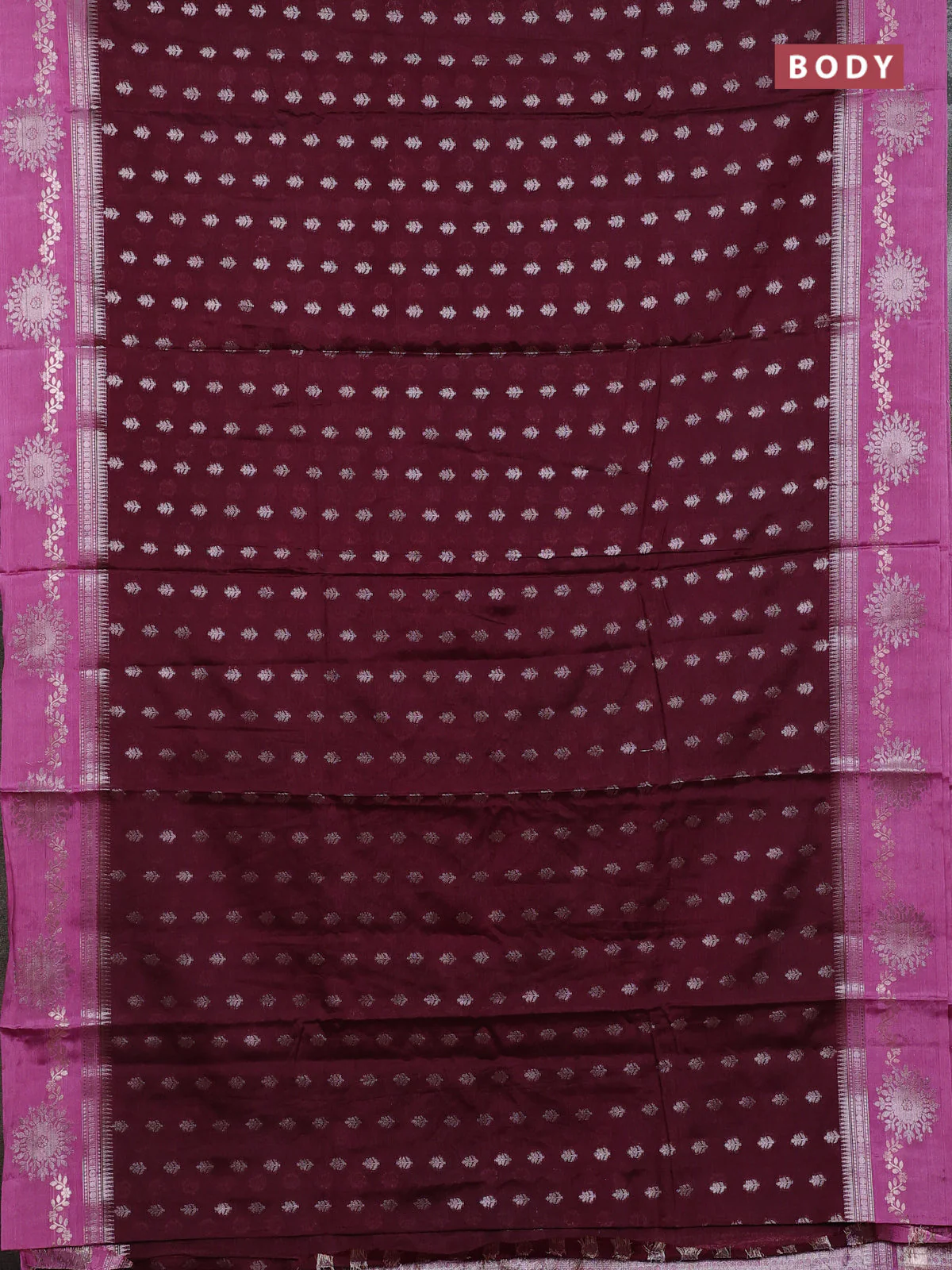 Banarasi warm silk saree coffee brown and mauve pink with allover thread & zari woven buttas and zari woven border - Image 2