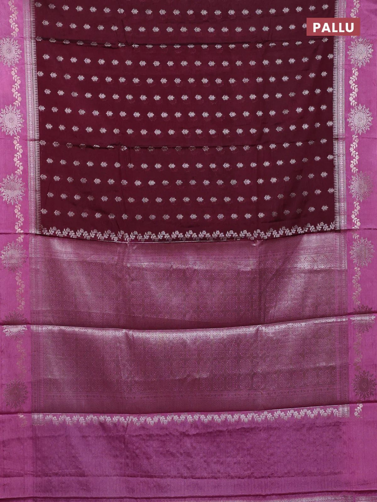 Banarasi warm silk saree coffee brown and mauve pink with allover thread & zari woven buttas and zari woven border - Image 3