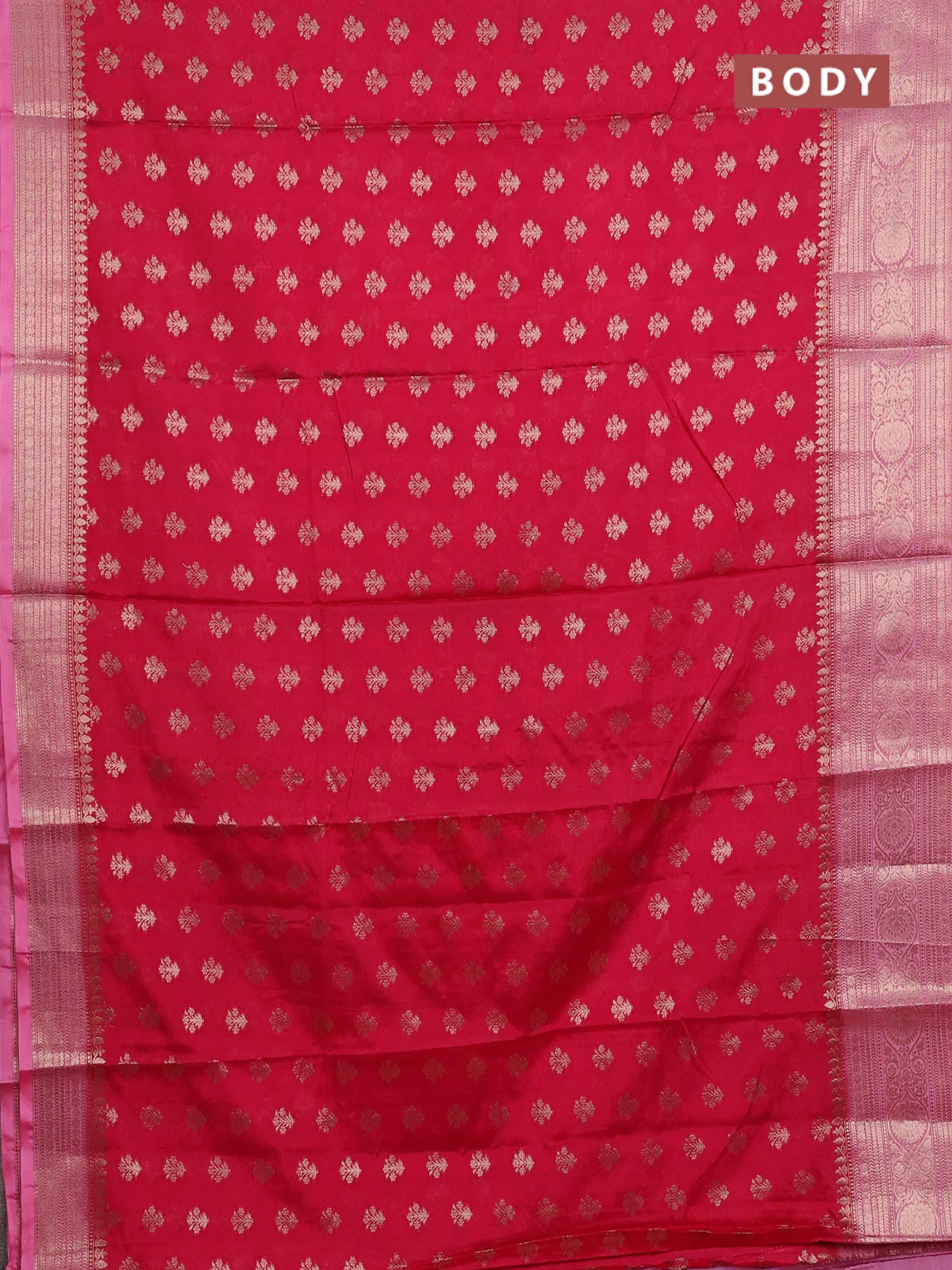 Banarasi warm silk saree dark pink and light pink with allover thread & zari woven buttas and zari woven border - Image 2