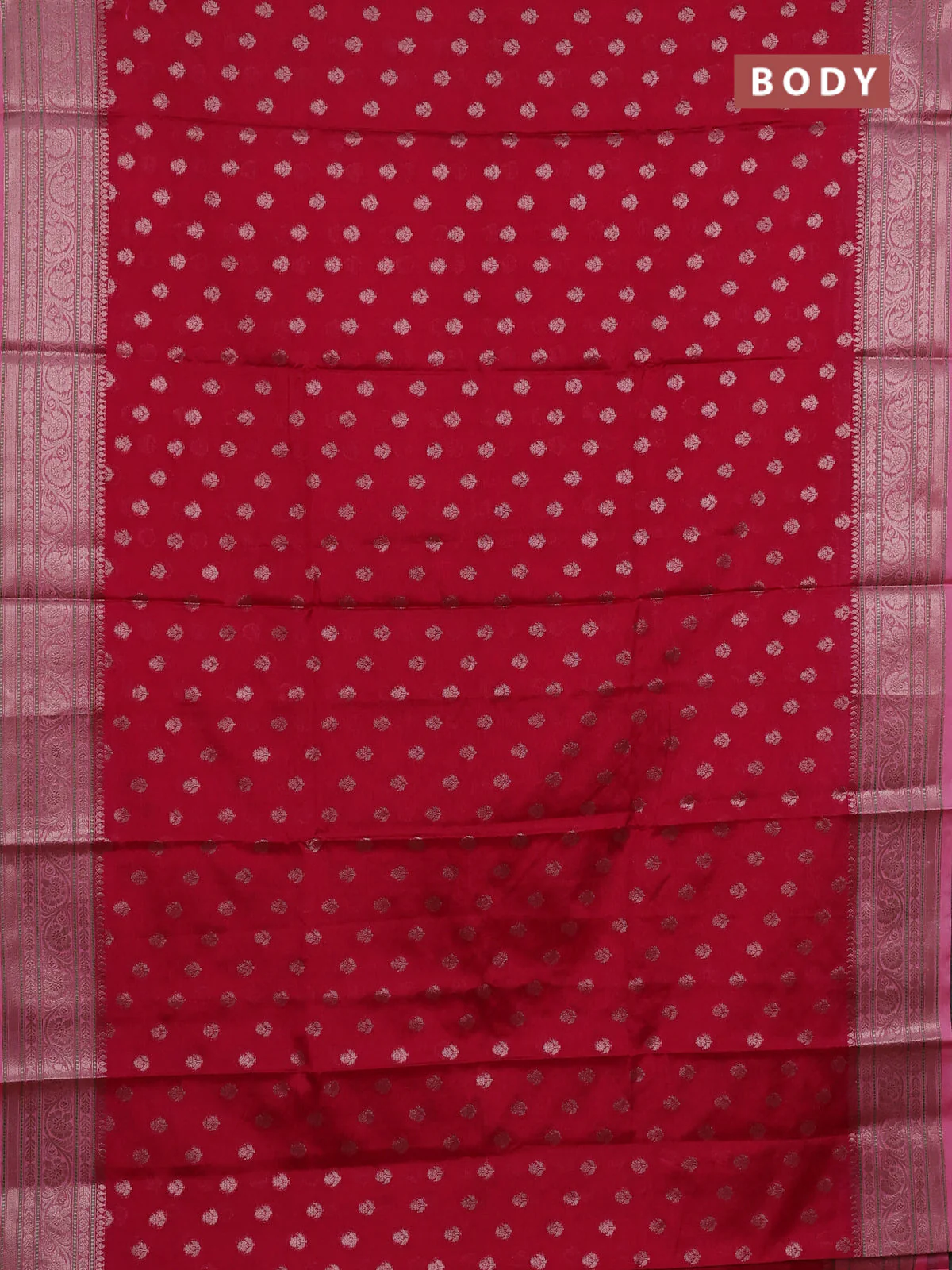 Banarasi warm silk saree dark pink and light pink with allover thread & zari woven buttas and zari woven border - Image 2