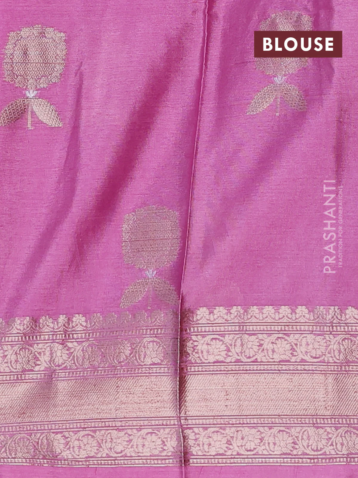 Banarasi warm silk saree deep maroon and light pink with thread & zari woven buttas and zari woven border - Image 4