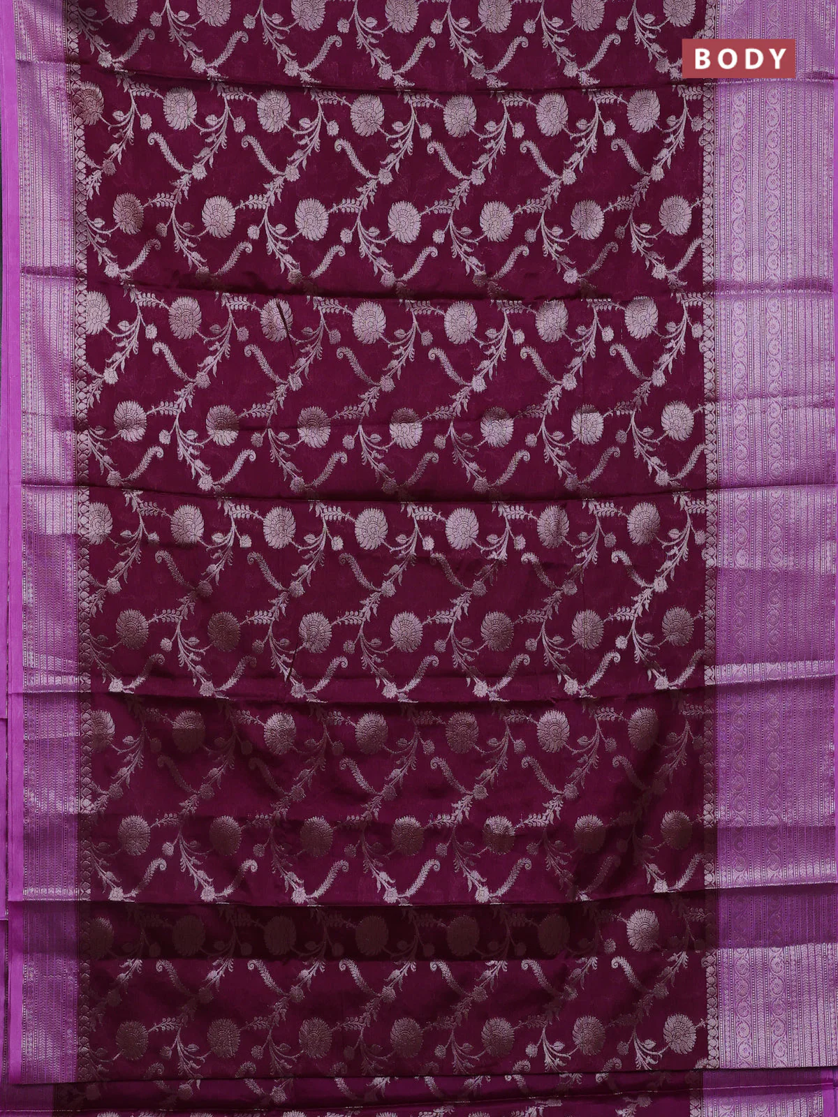 Banarasi warm silk saree deep purple and lavender with allover thread & zari weaves pattern and zari woven border - Image 2