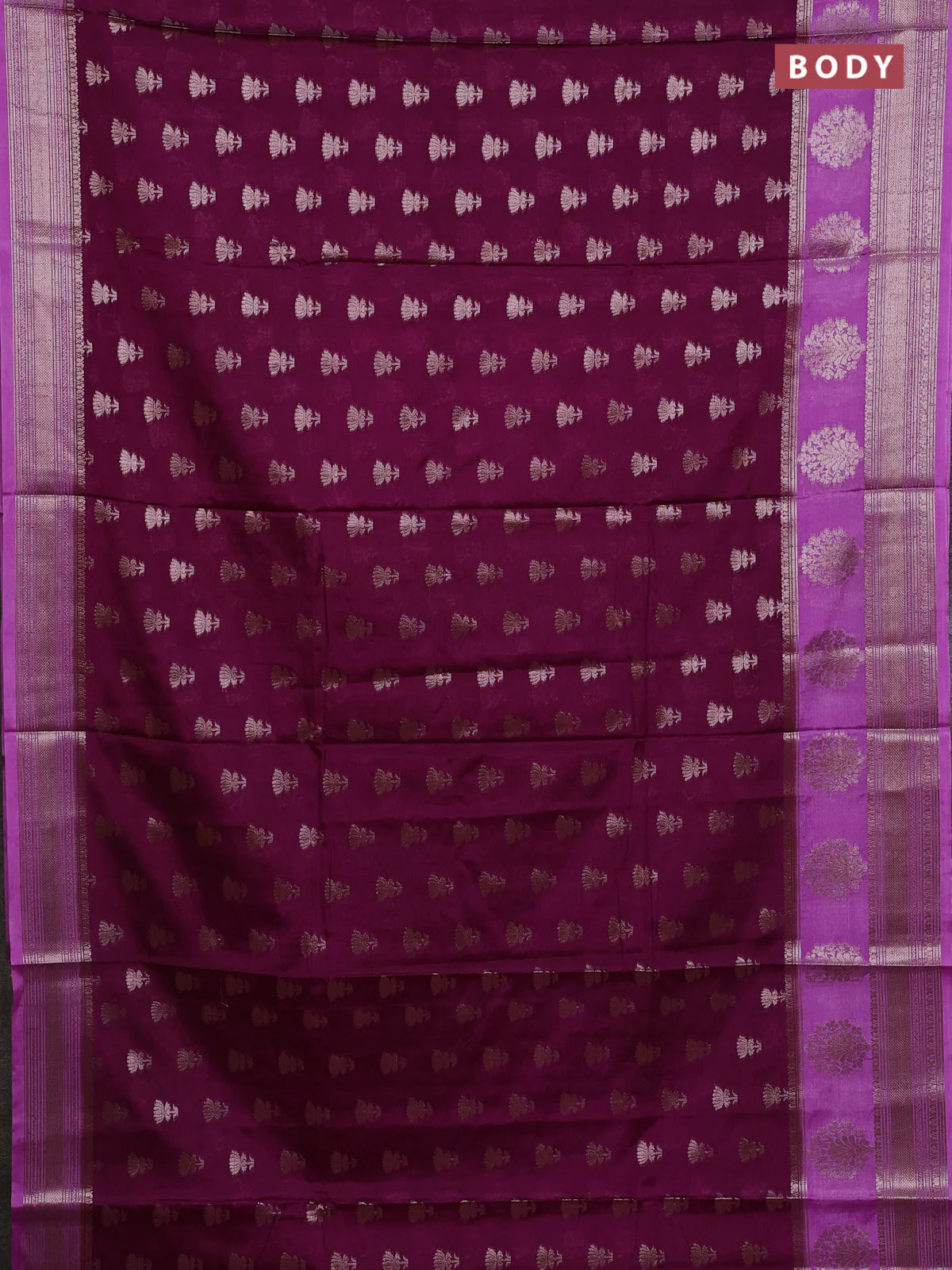 Banarasi warm silk saree deep purple and lavender with allover thread & zari woven buttas and zari woven border - Image 2