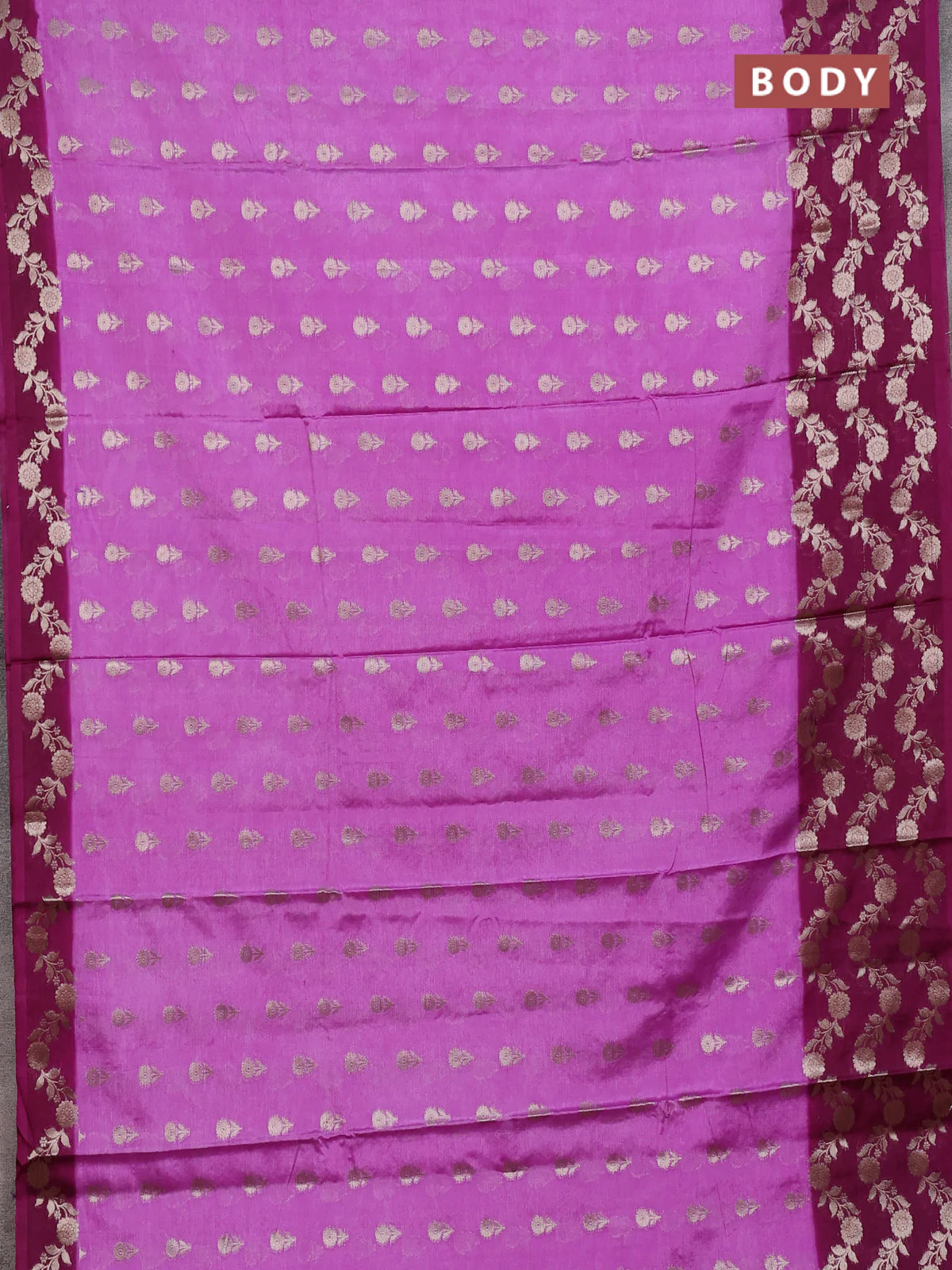 Banarasi warm silk saree lavender and wine shade with allover thread & zari woven buttas and zari woven border - Image 2