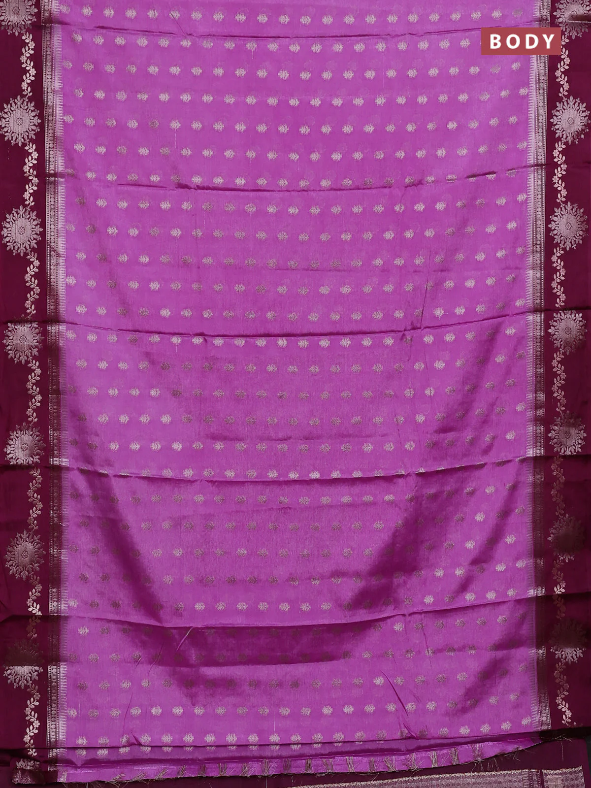 Banarasi warm silk saree lavender and wine shade with allover thread & zari woven buttas and zari woven border - Image 2