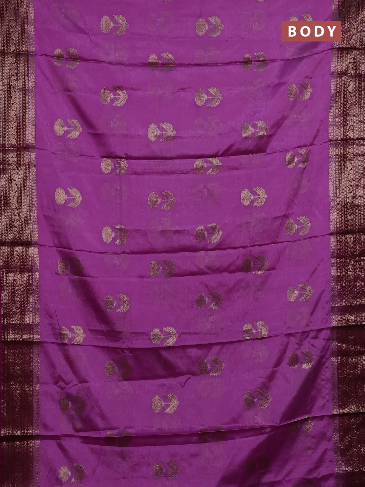 Banarasi warm silk saree lavender and wine shade with thread & zari woven buttas and zari woven border - Image 2