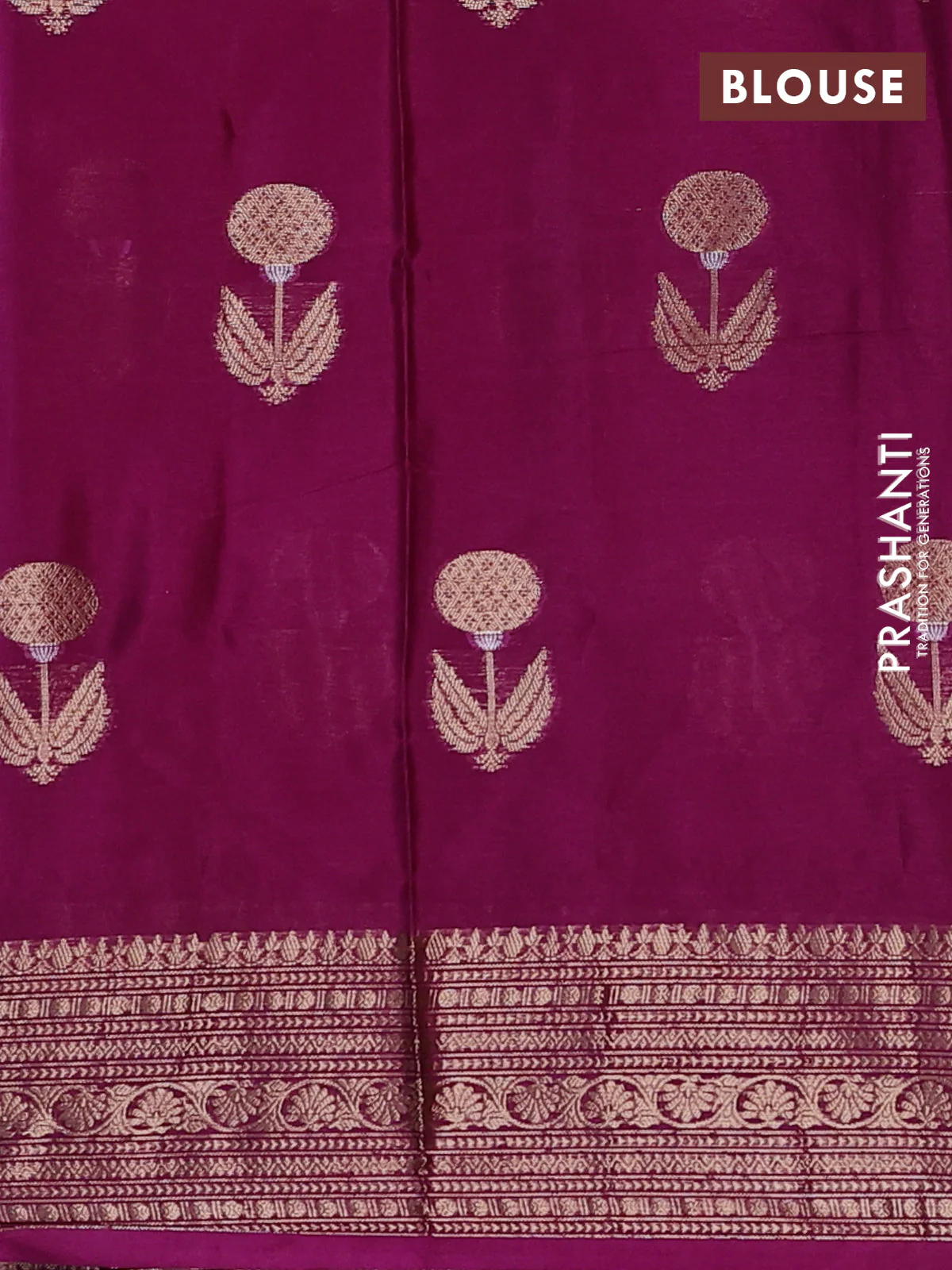 Banarasi warm silk saree lavender and wine shade with thread & zari woven buttas and zari woven border - Image 4