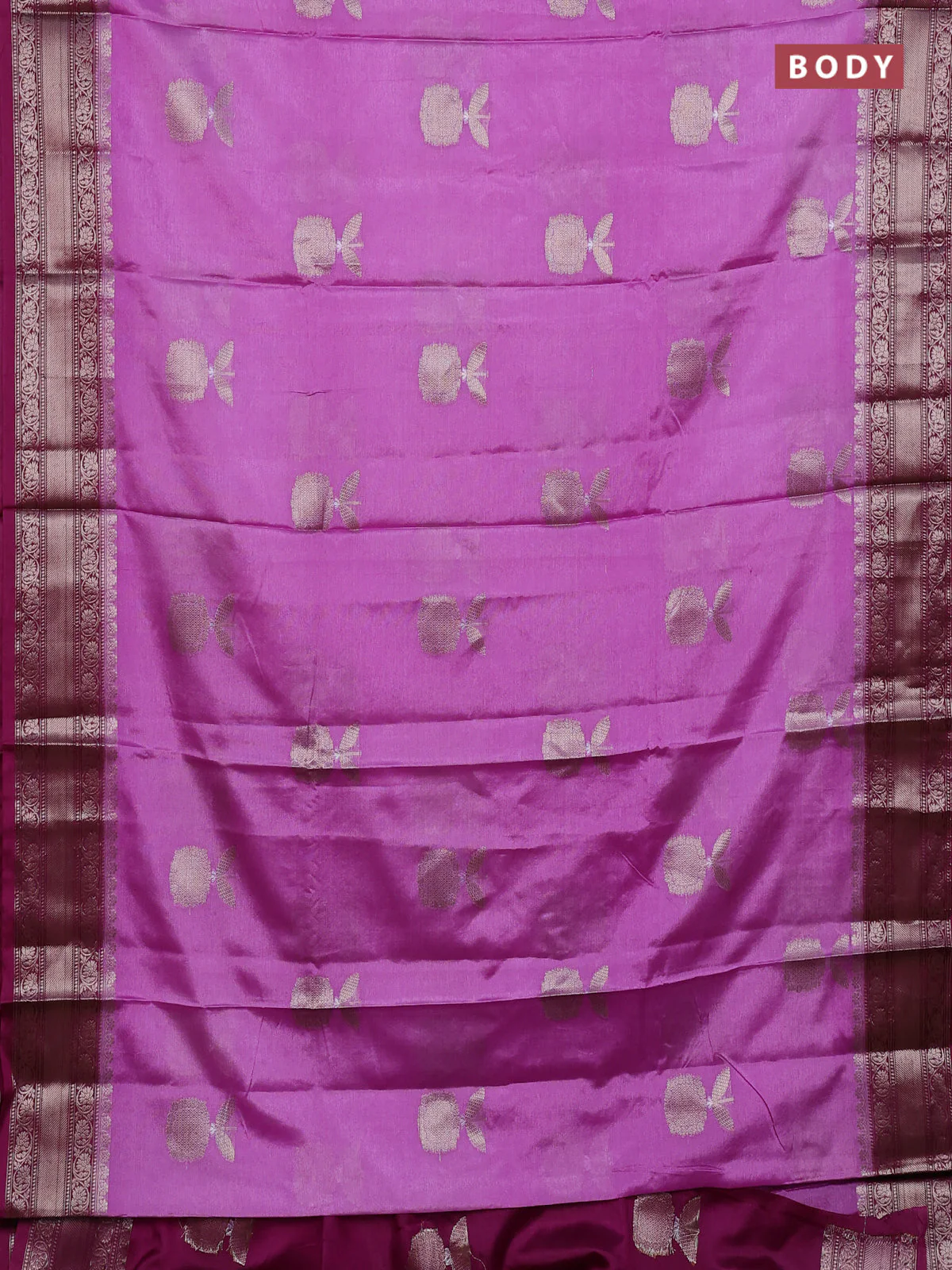 Banarasi warm silk saree lavender and wine shade with thread & zari woven buttas and zari woven border - Image 2