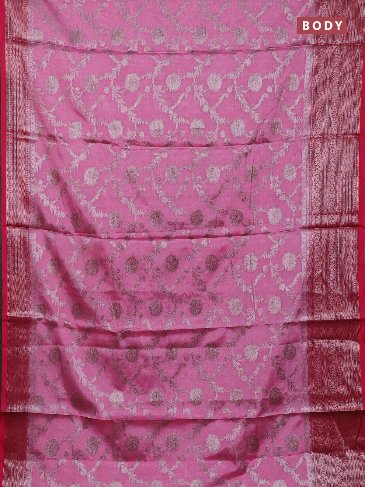 Banarasi warm silk saree light pink and dark pink with allover thread & zari weaves pattern and zari woven border - Image 2